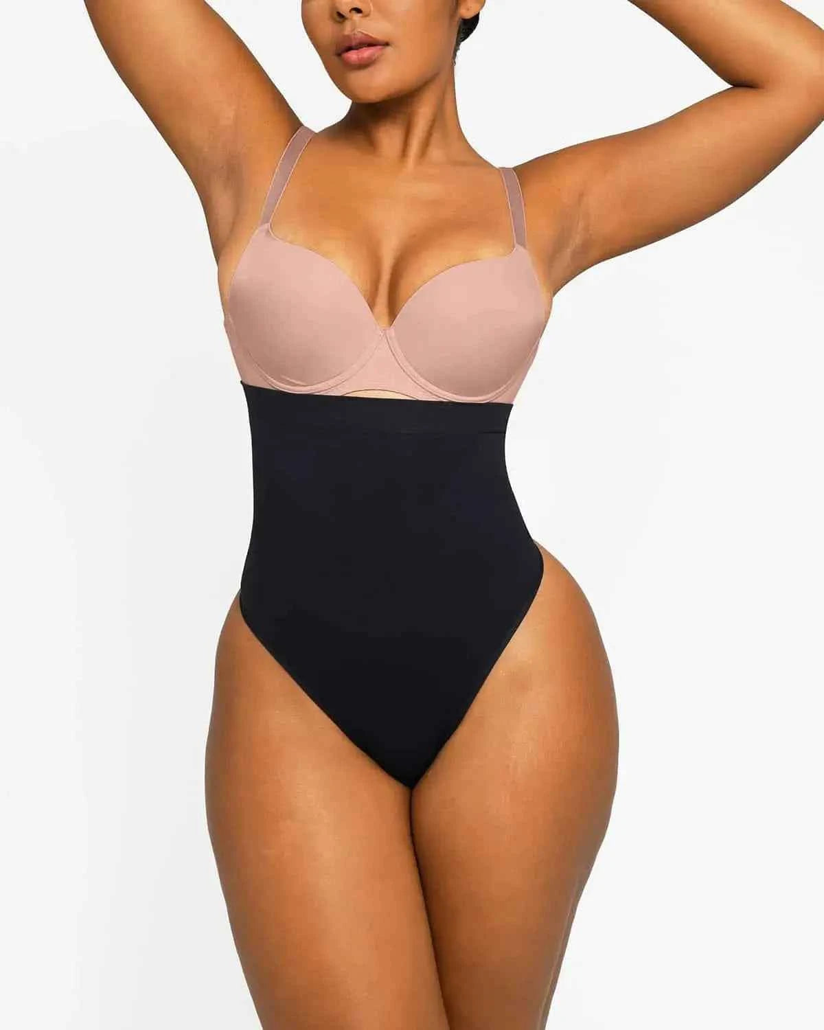 Bare Essentials Eco Seamless Thong - Black High Waist