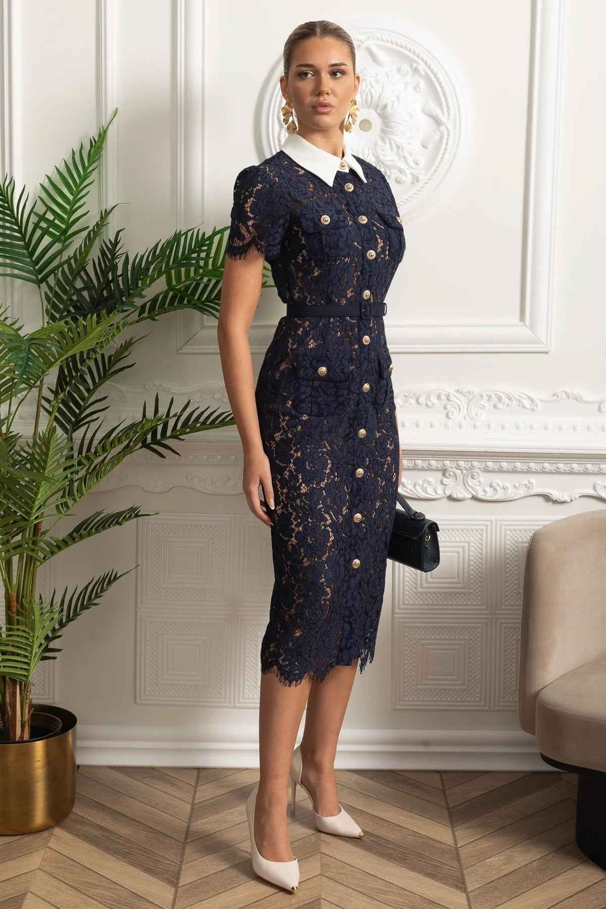 Matilda | FLORAL LACE MIDI COCKTAIL PARTY DRESS
