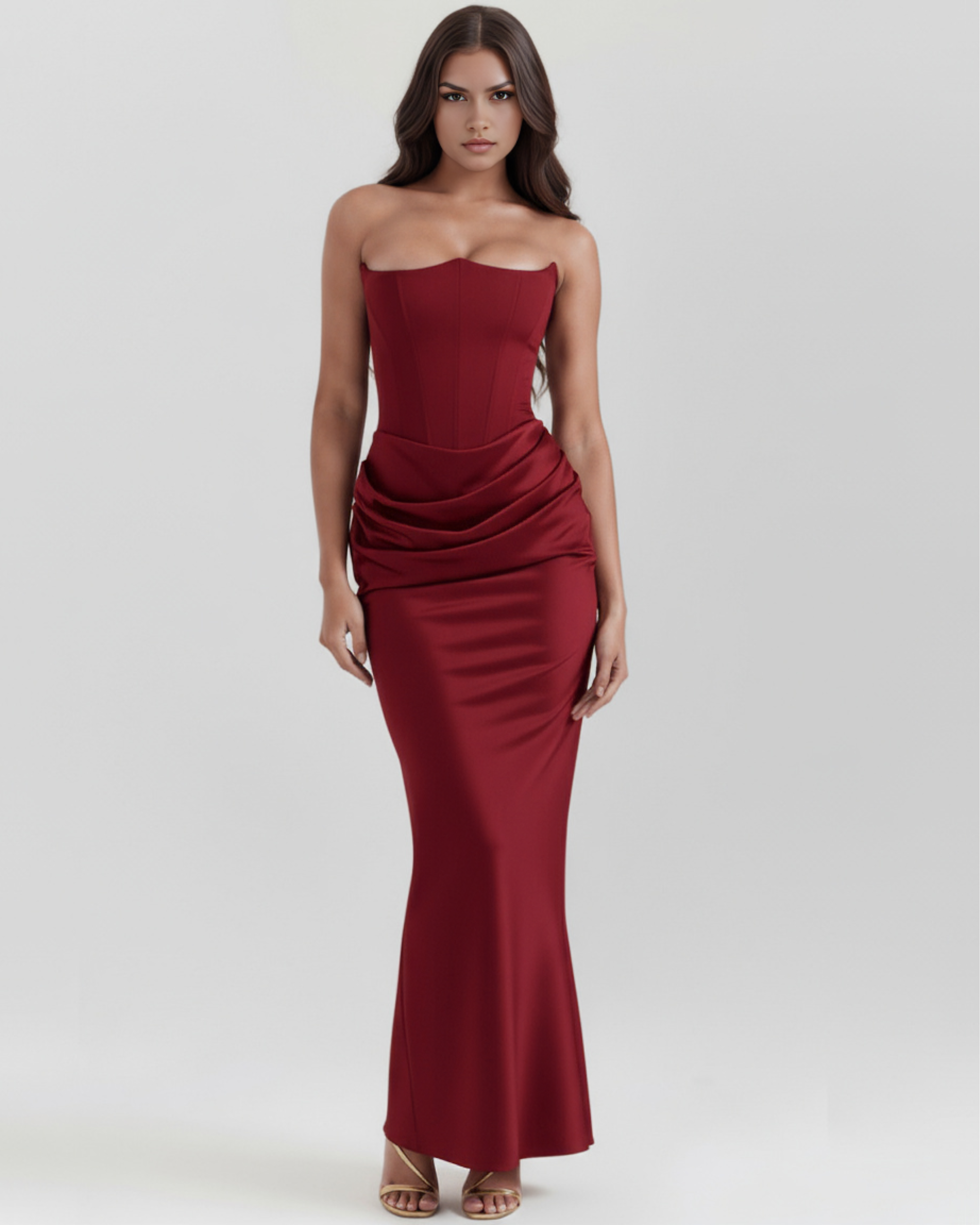 Corset Dress | Almond Muse Style, Stretch Crepe Boned Bodice, Glamorous Events - ICYBOO