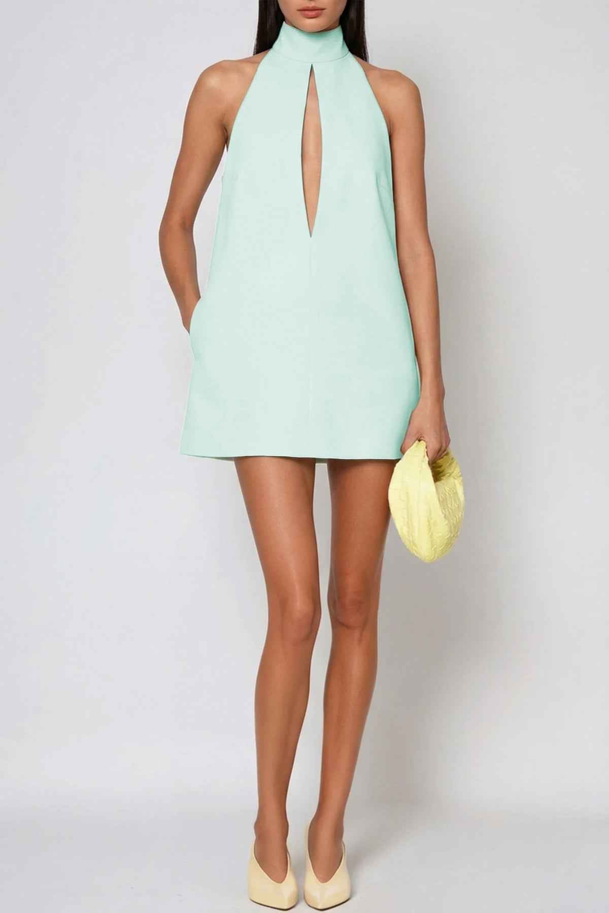 Fariha Sleeveless Cutout Mini Cocktail Dress - Mint