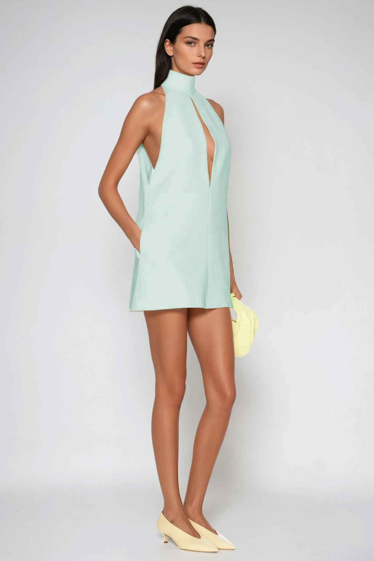 Fariha Sleeveless Cutout Mini Cocktail Dress - Mint