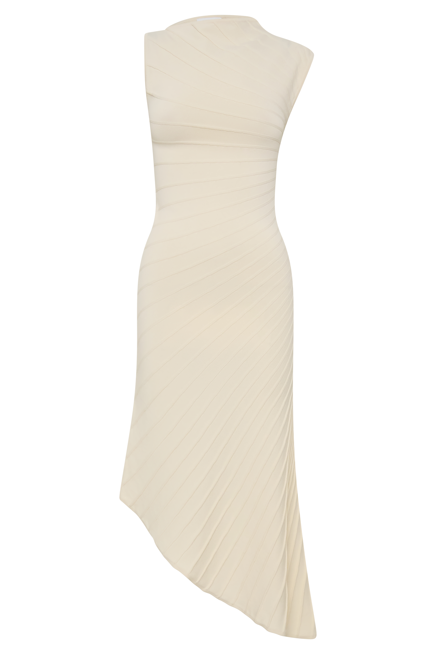 Milasandra Ivory Pleated Knit Midi Dress - ICYBOO