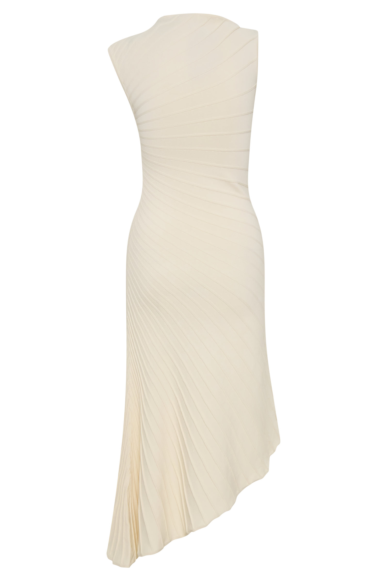 Milasandra Ivory Pleated Knit Midi Dress - ICYBOO