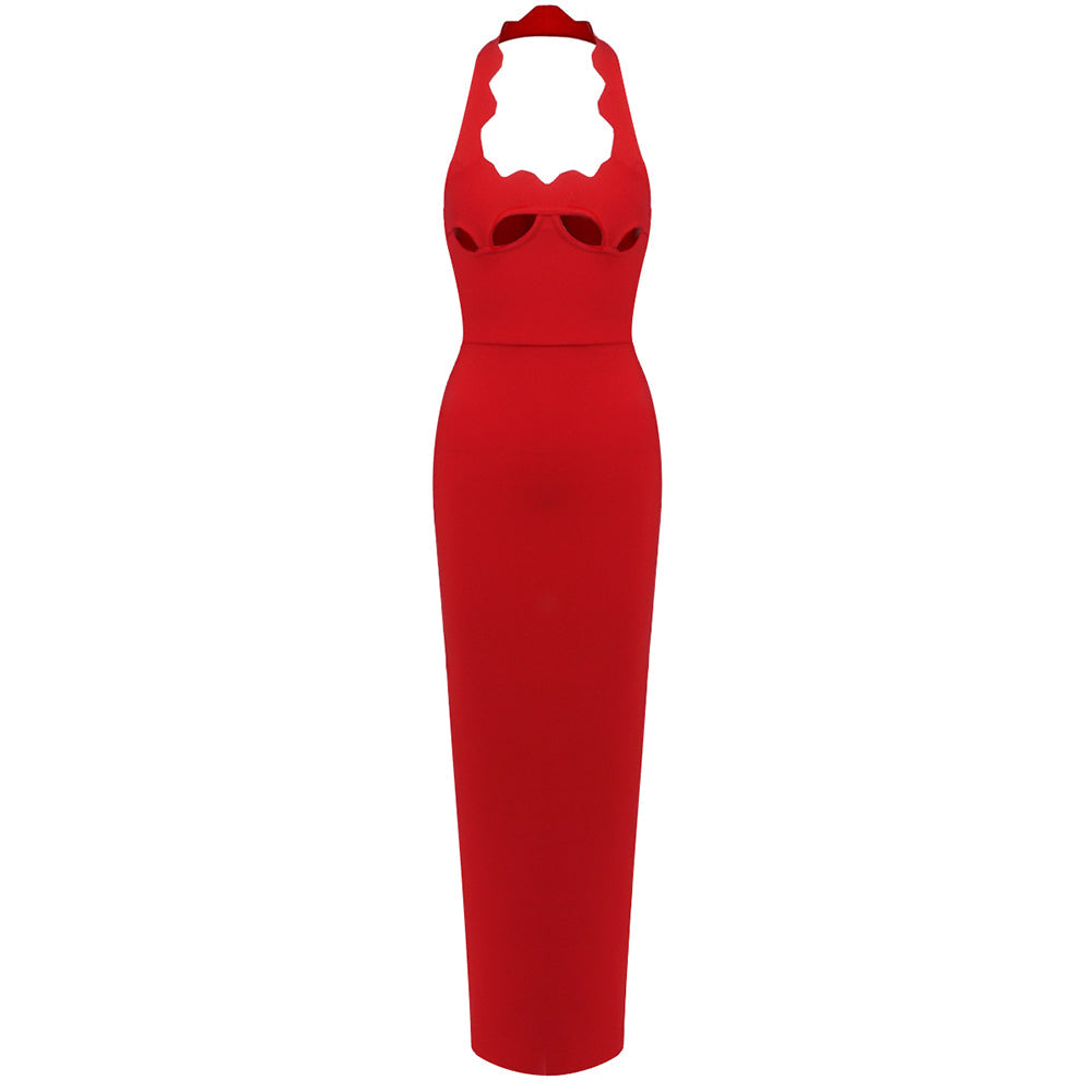 Noisette Halter Cut-Out Bodycon Maxi Dresses