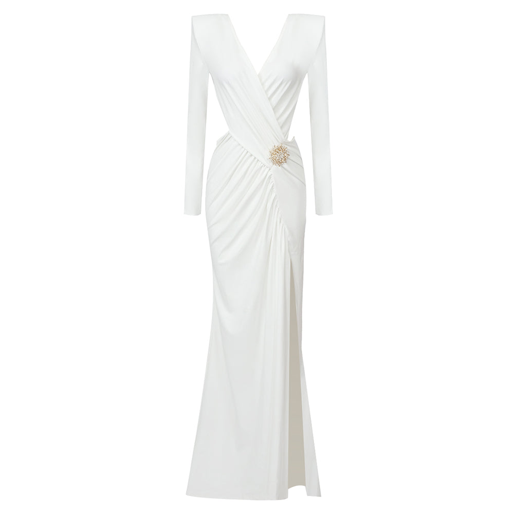 Cambria Long Sleeve Slit Maxi Dress