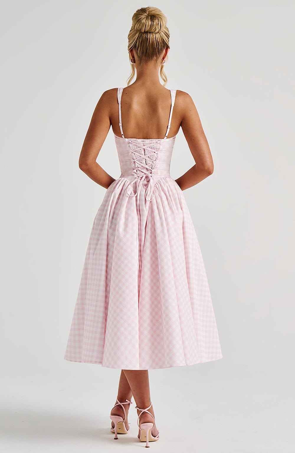 Kaydence | Women's Sleeveless Square-Neckline Gingham Midi Dress