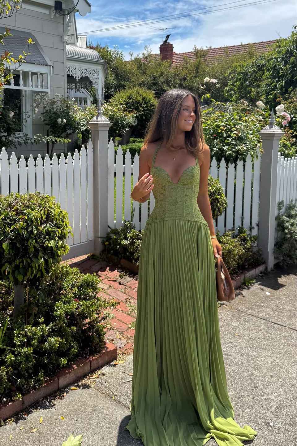 Kenley | Women's Pleated Corset Maxi Wedding Guest Dress