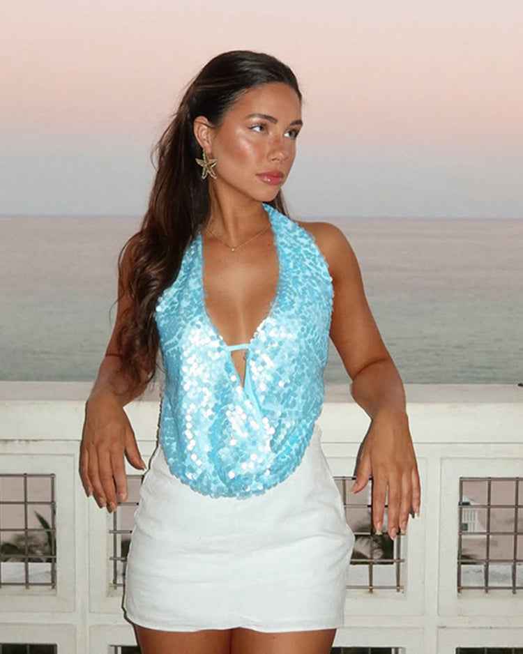 Faye | Women's Sleeveless Sequin Festival Party Top