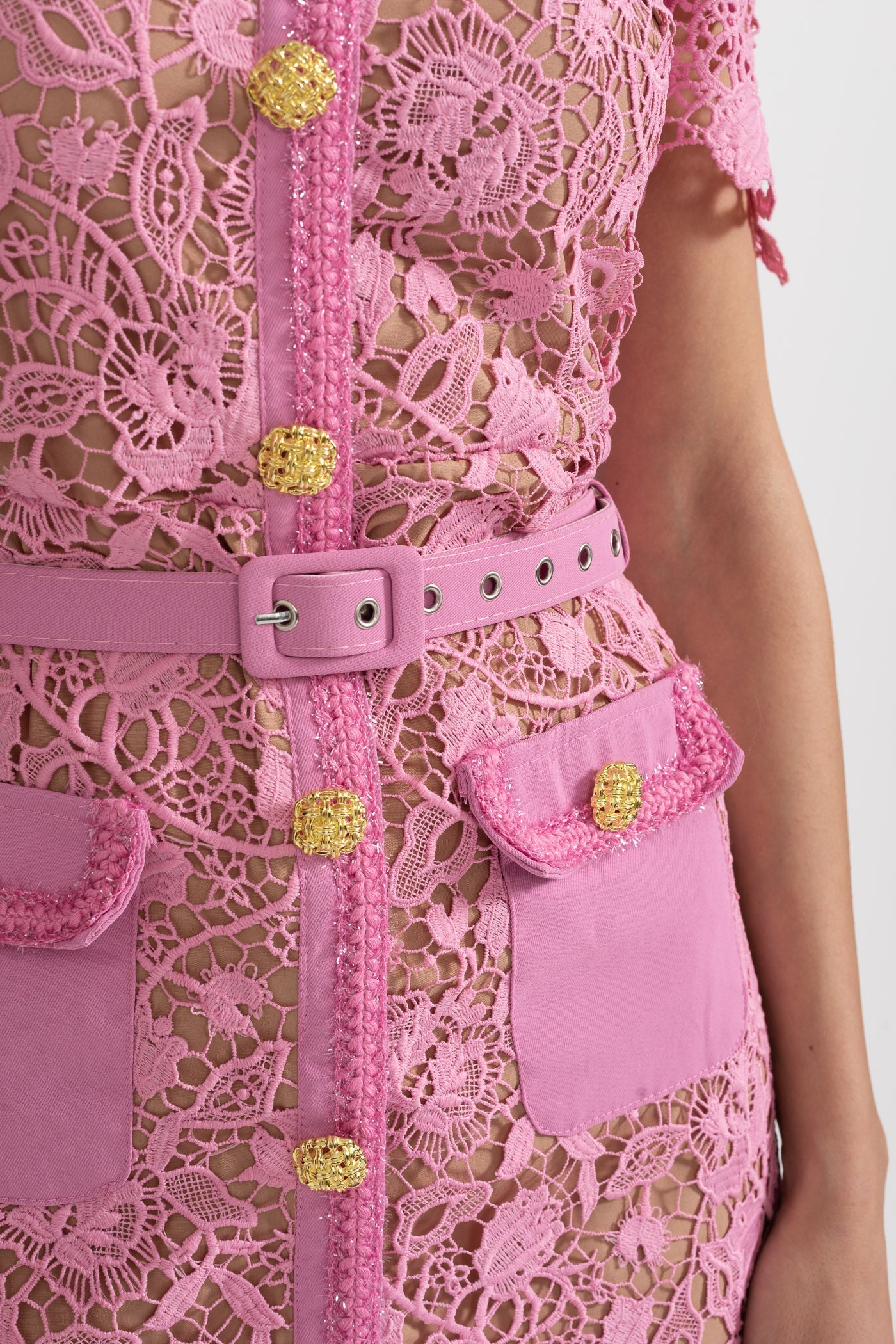 Exquisite Short Sleeve Lace Midi Dress - Rose - ICYBOO