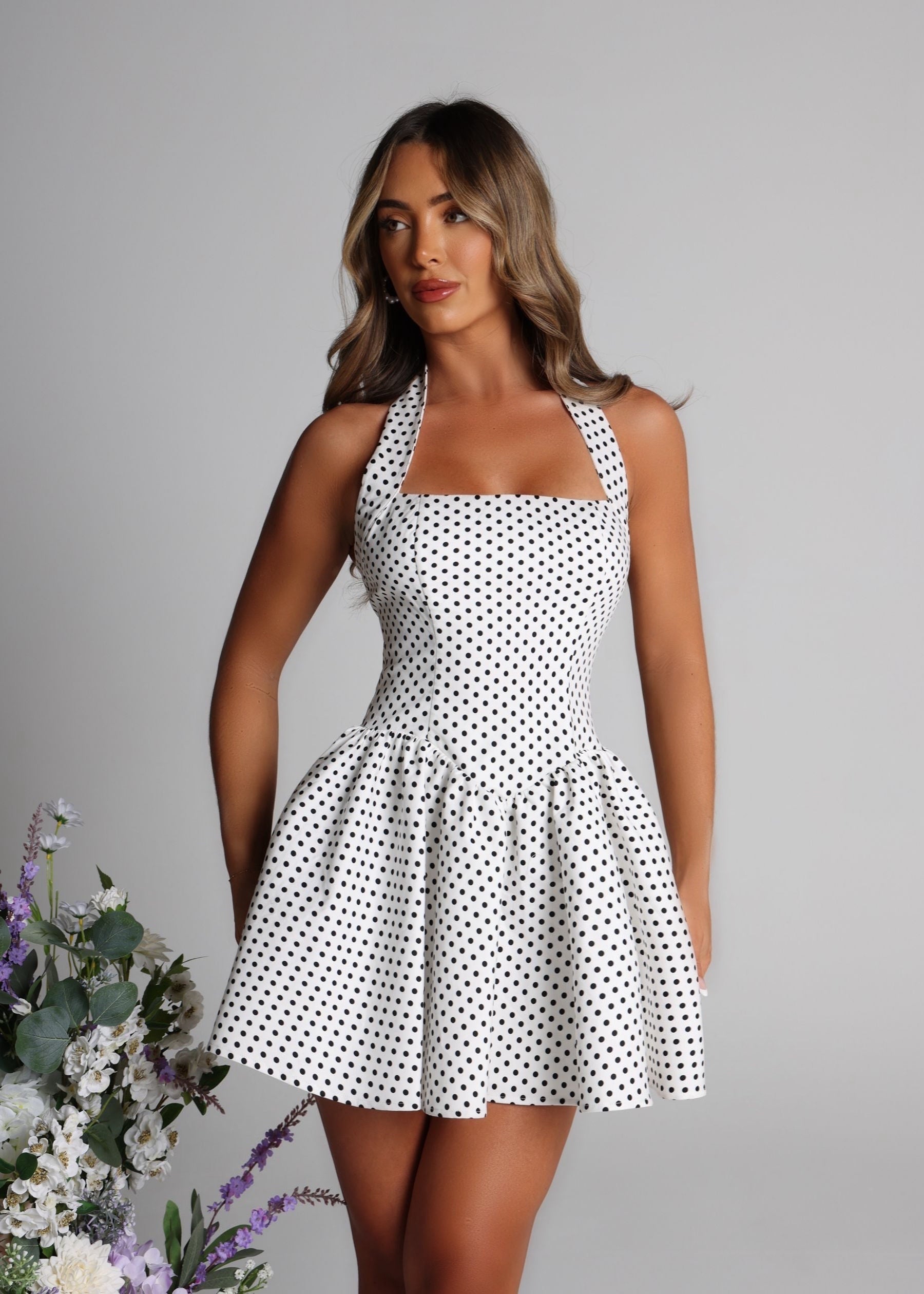 Lift You Up A-Line Mini Dress - Polka Dot - ICYBOO