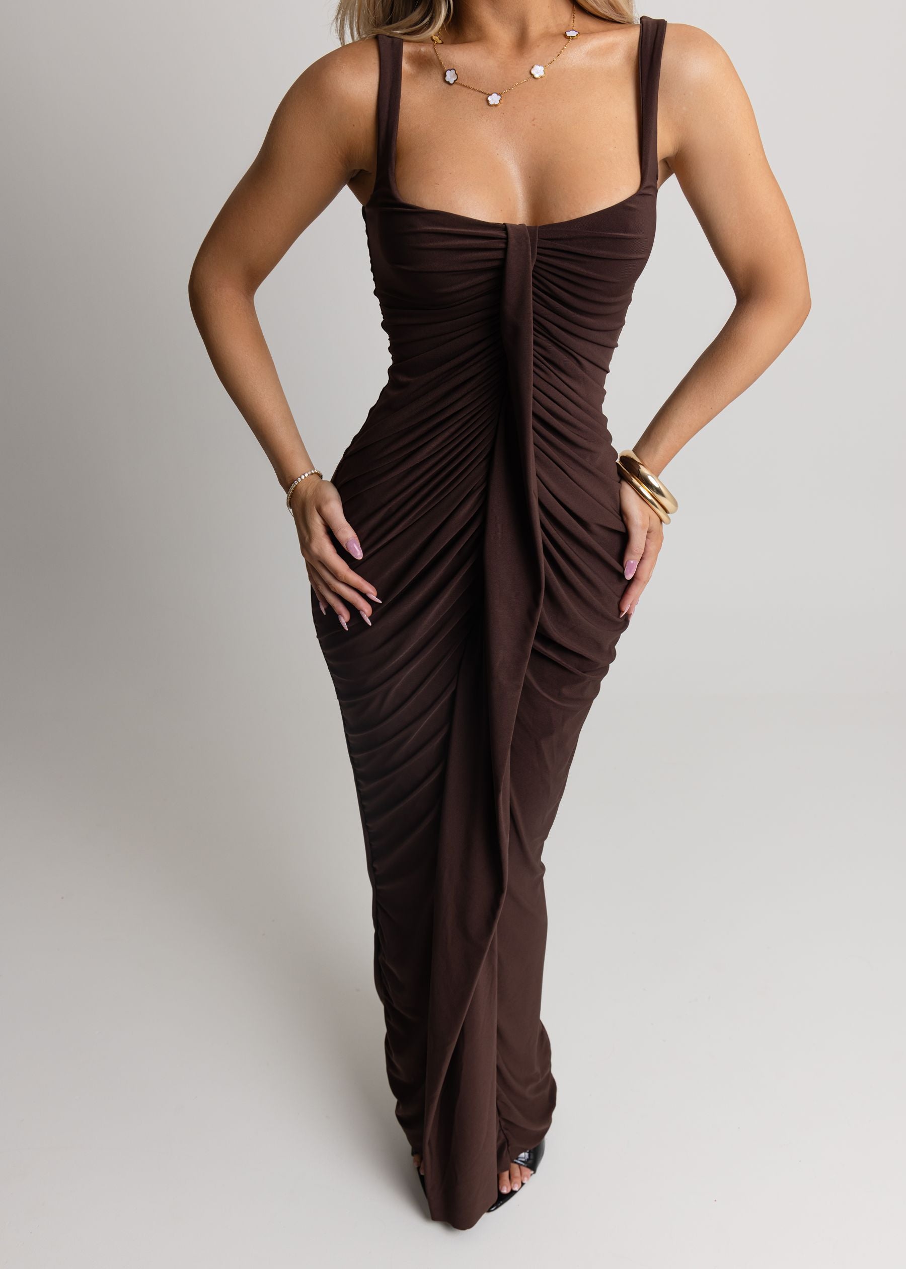 Indulgent Dreams Maxi Dress - Brown - ICYBOO