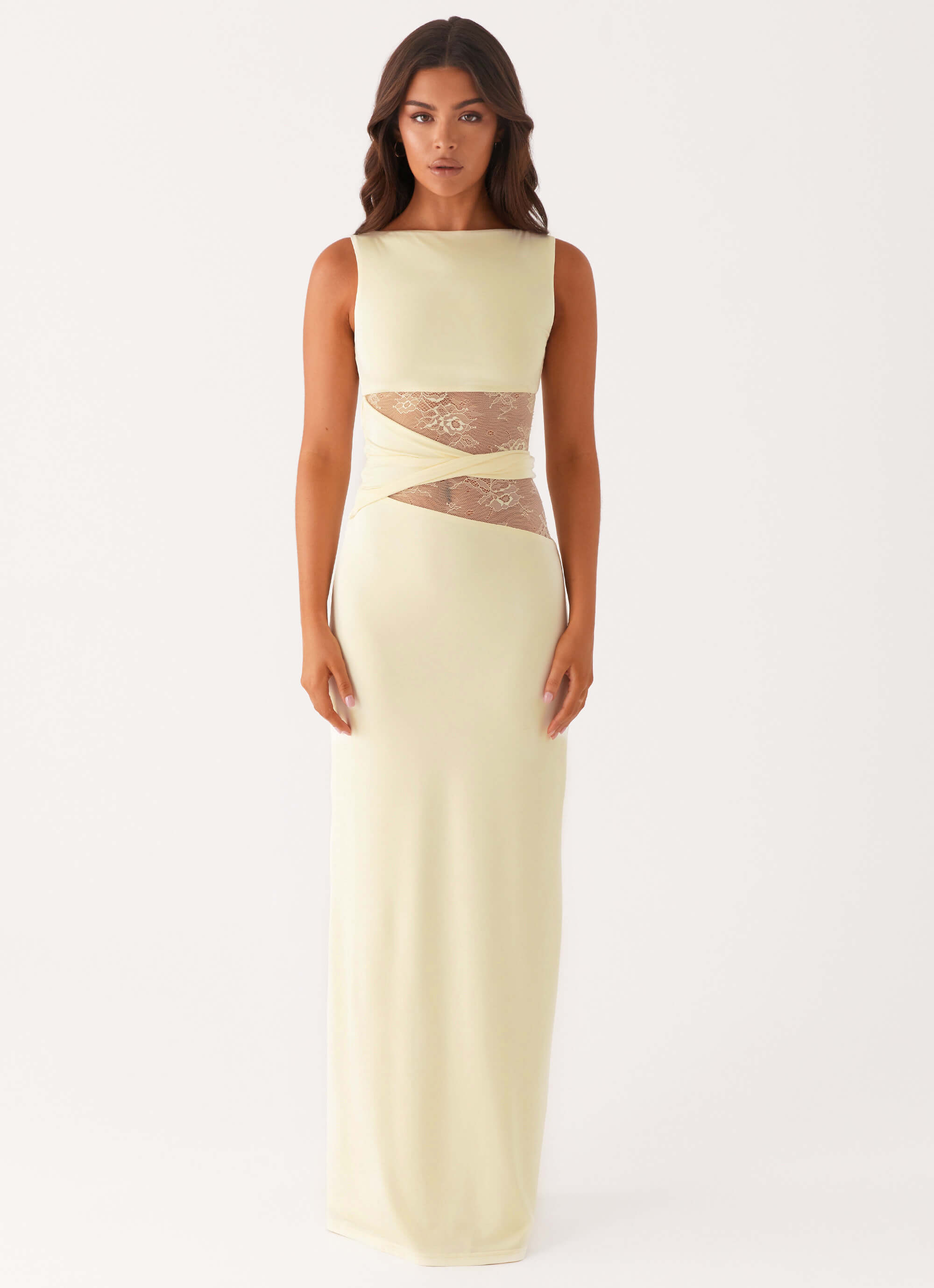 Karma Maxi Dress - Yellow Lace Waist - ICYBOO