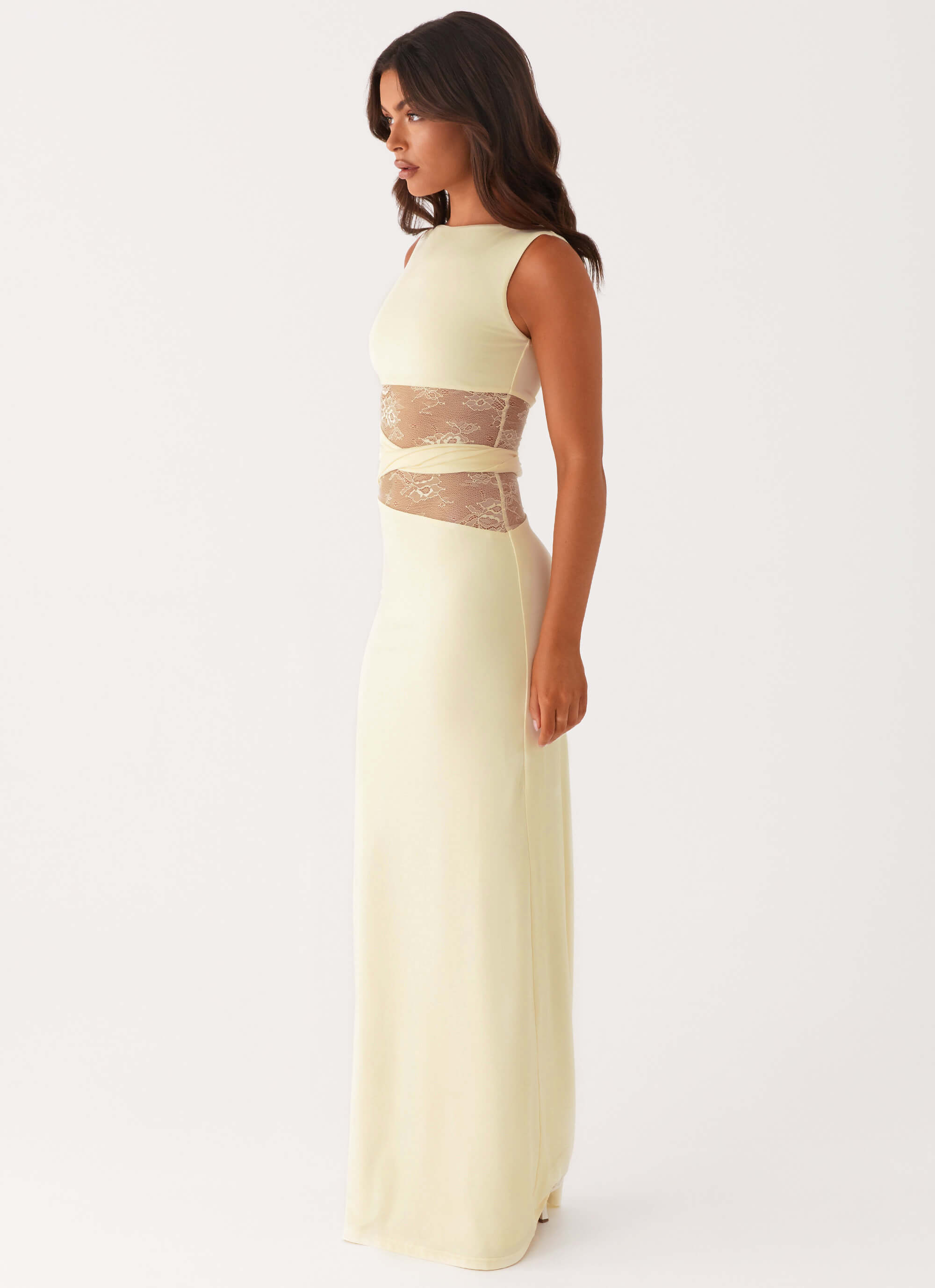Karma Maxi Dress - Yellow Lace Waist - ICYBOO