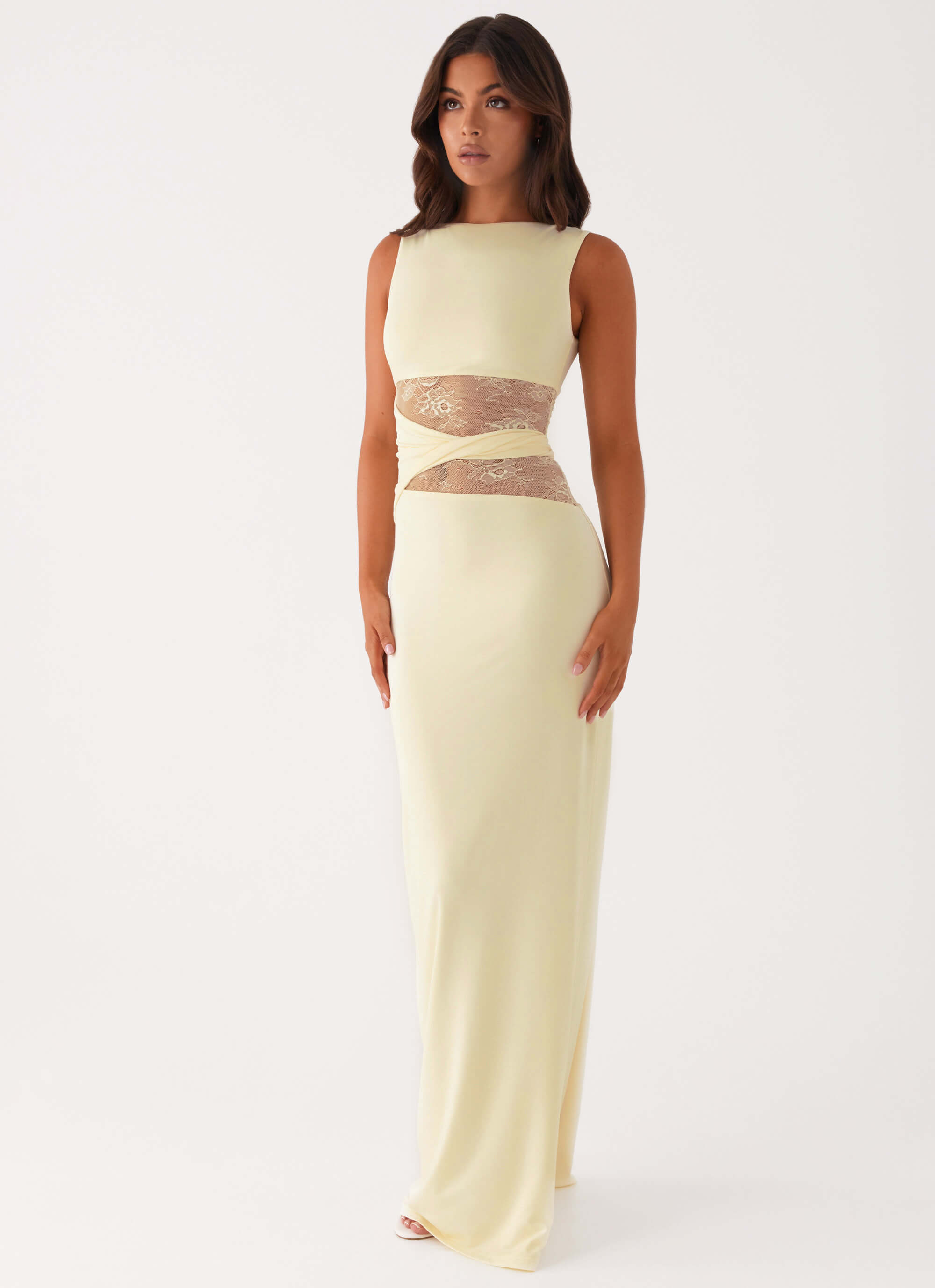 Karma Maxi Dress - Yellow Lace Waist - ICYBOO