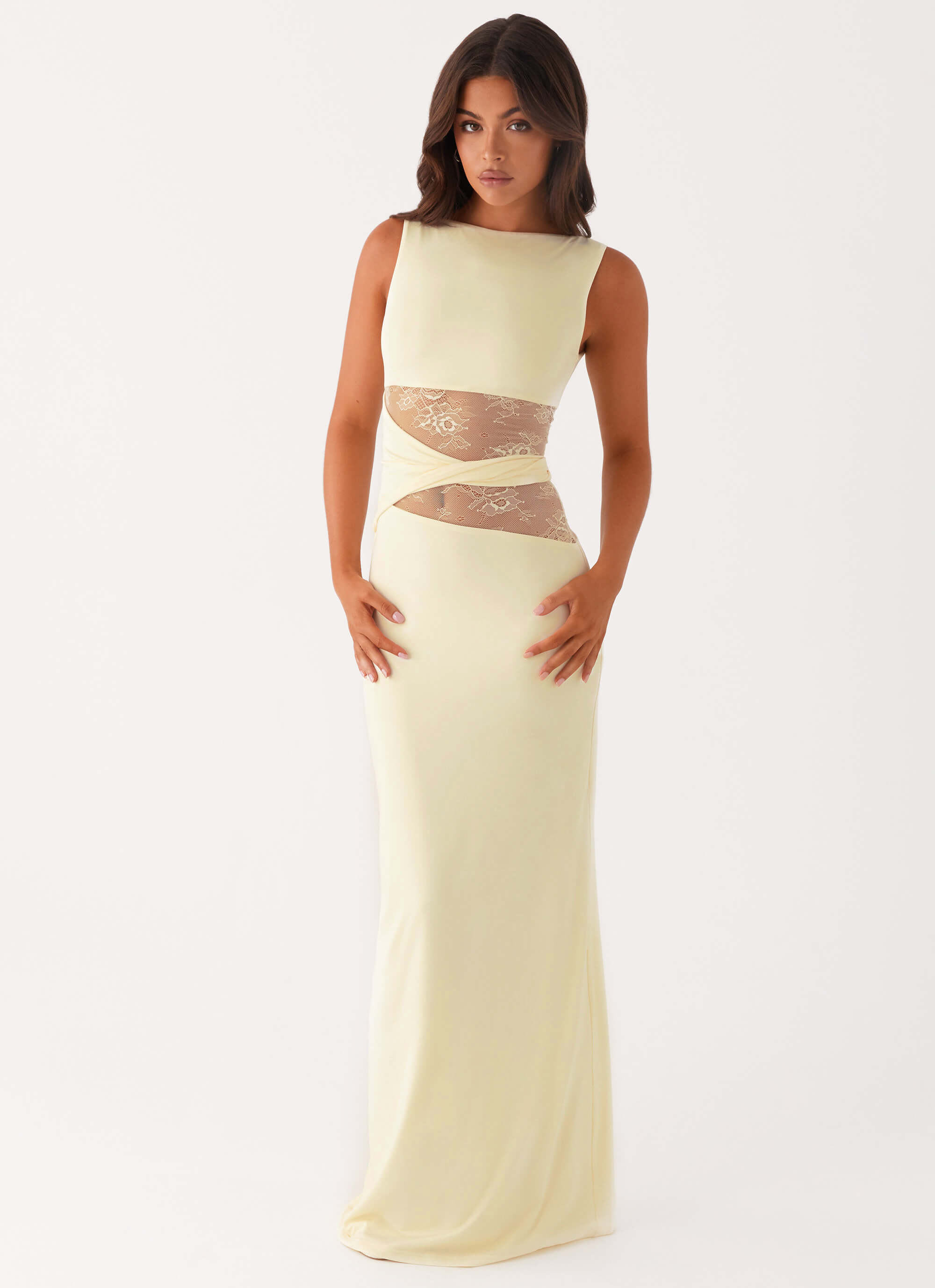 Karma Maxi Dress - Yellow Lace Waist - ICYBOO
