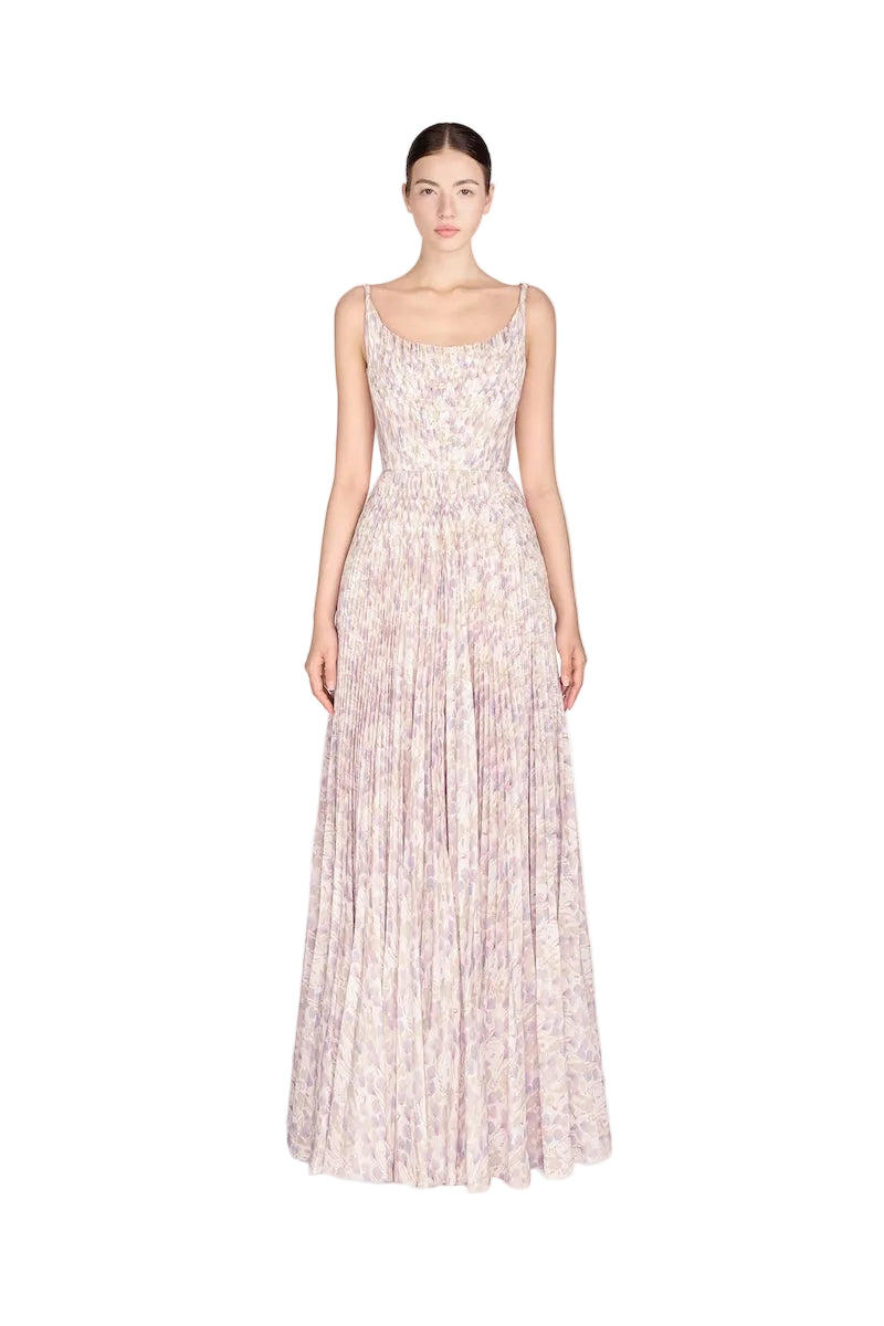Lavender Elegant Pleated Maxi Evening Dress - Lavender - ICYBOO
