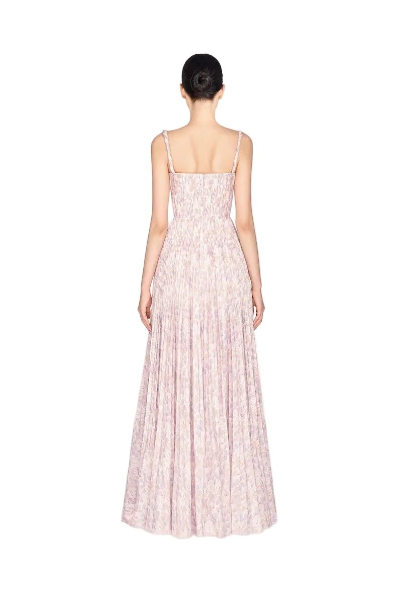Lavender Elegant Pleated Maxi Evening Dress - Lavender - ICYBOO