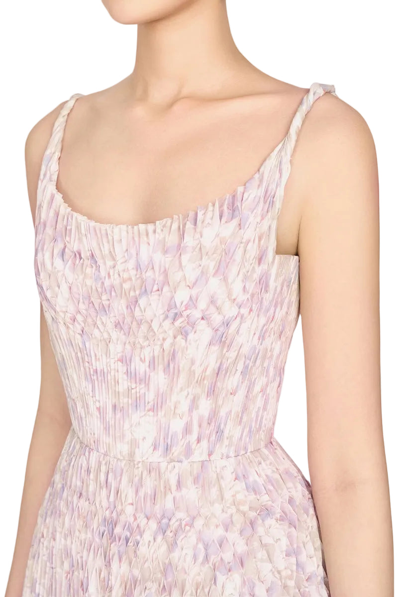 Lavender Elegant Pleated Maxi Evening Dress - Lavender - ICYBOO