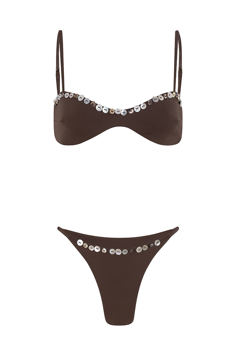The Kiss Chic Strap Bikini Summer Swimwear - Brown