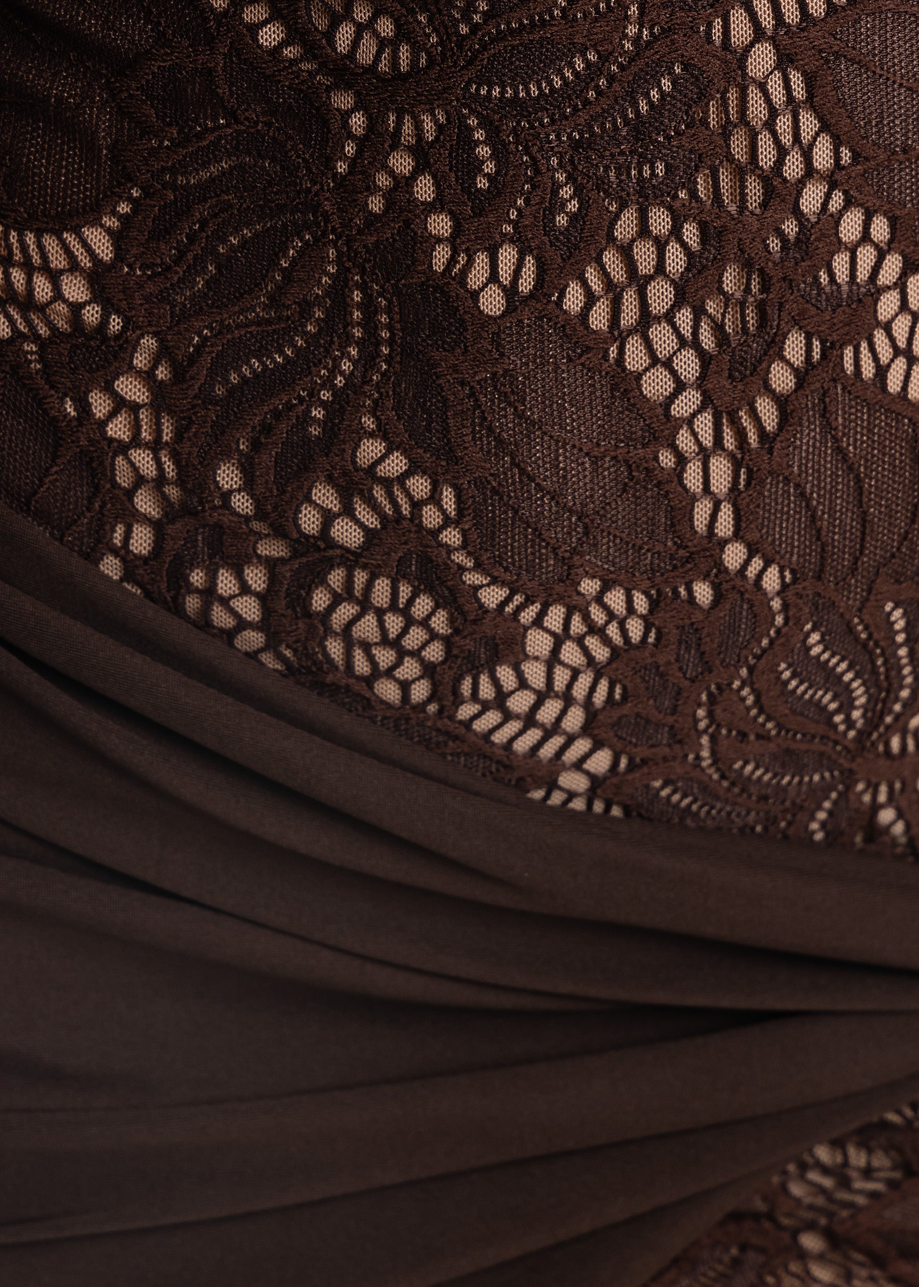 Lost Files Wrap Lace Mini Dress - Brown - ICYBOO