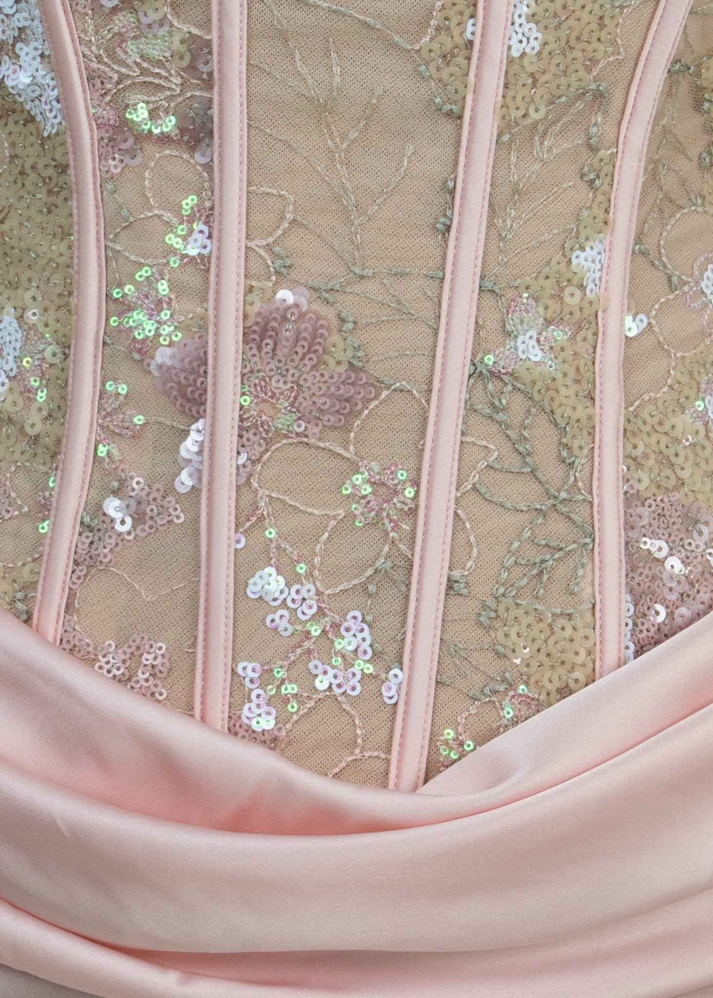 Love Blossoms Embellished Corset Gown -  Pink
