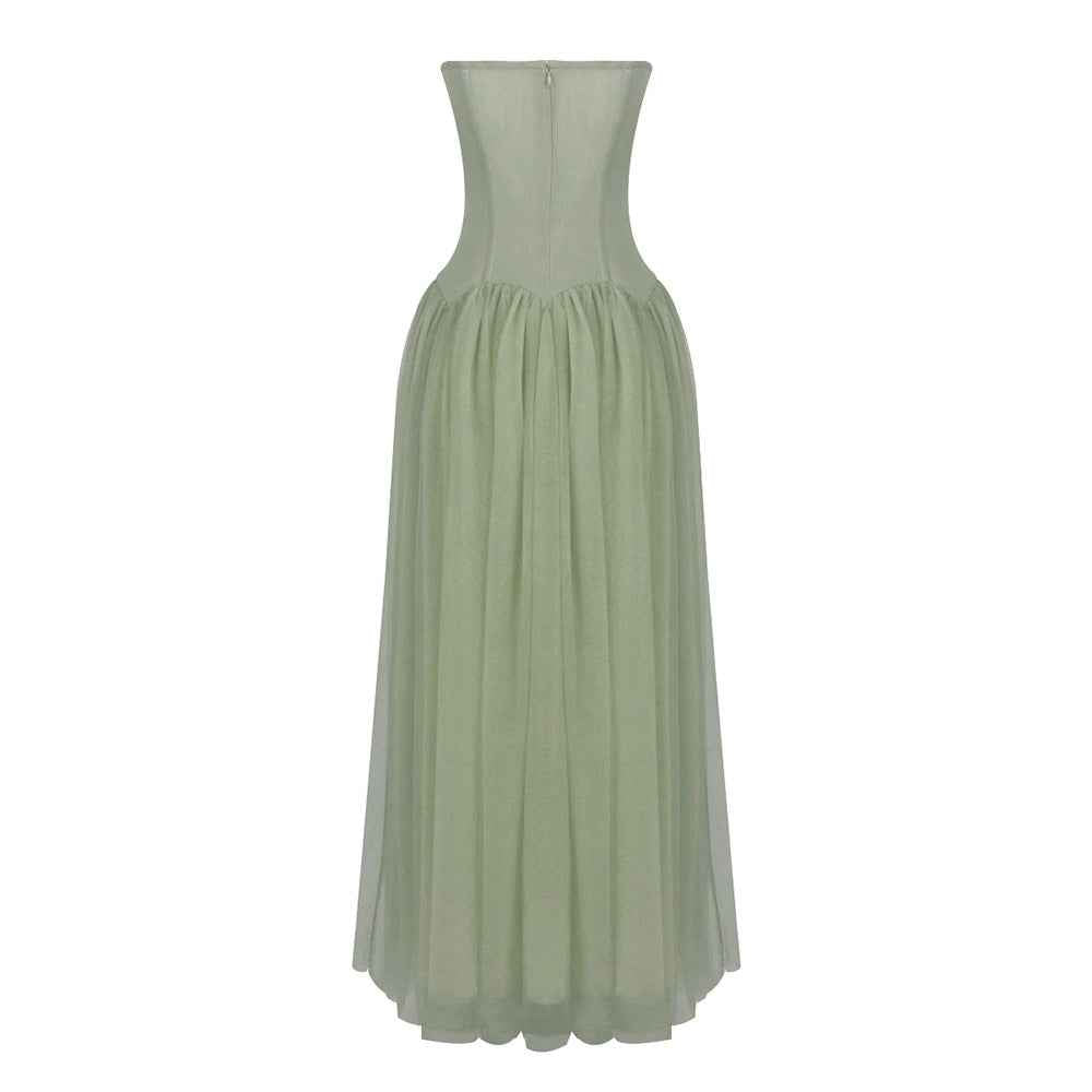 Émotion Strapless Pleated Corset Maxi Dress