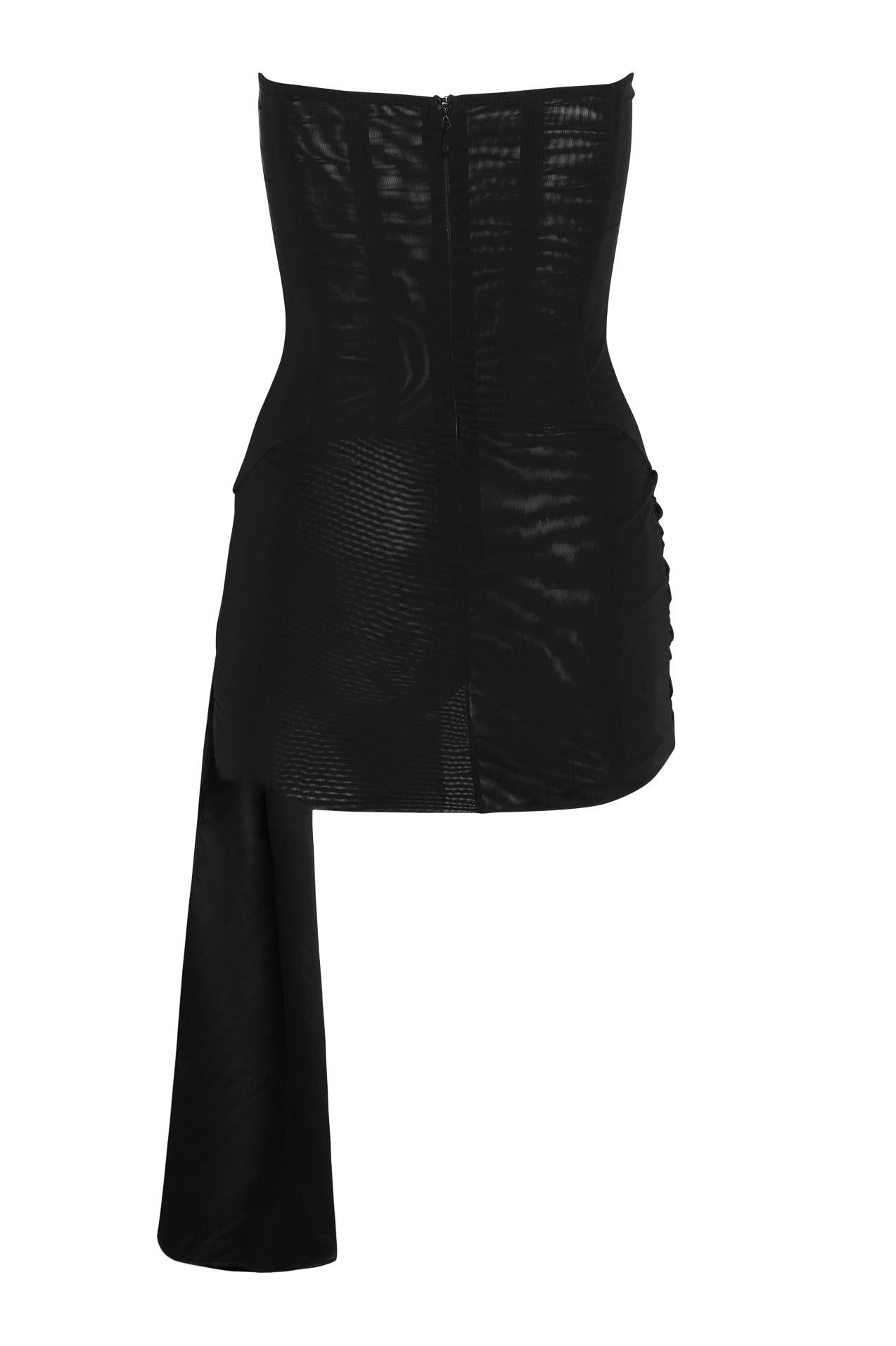 Black Mira Mesh Corset Dress ICYBOO