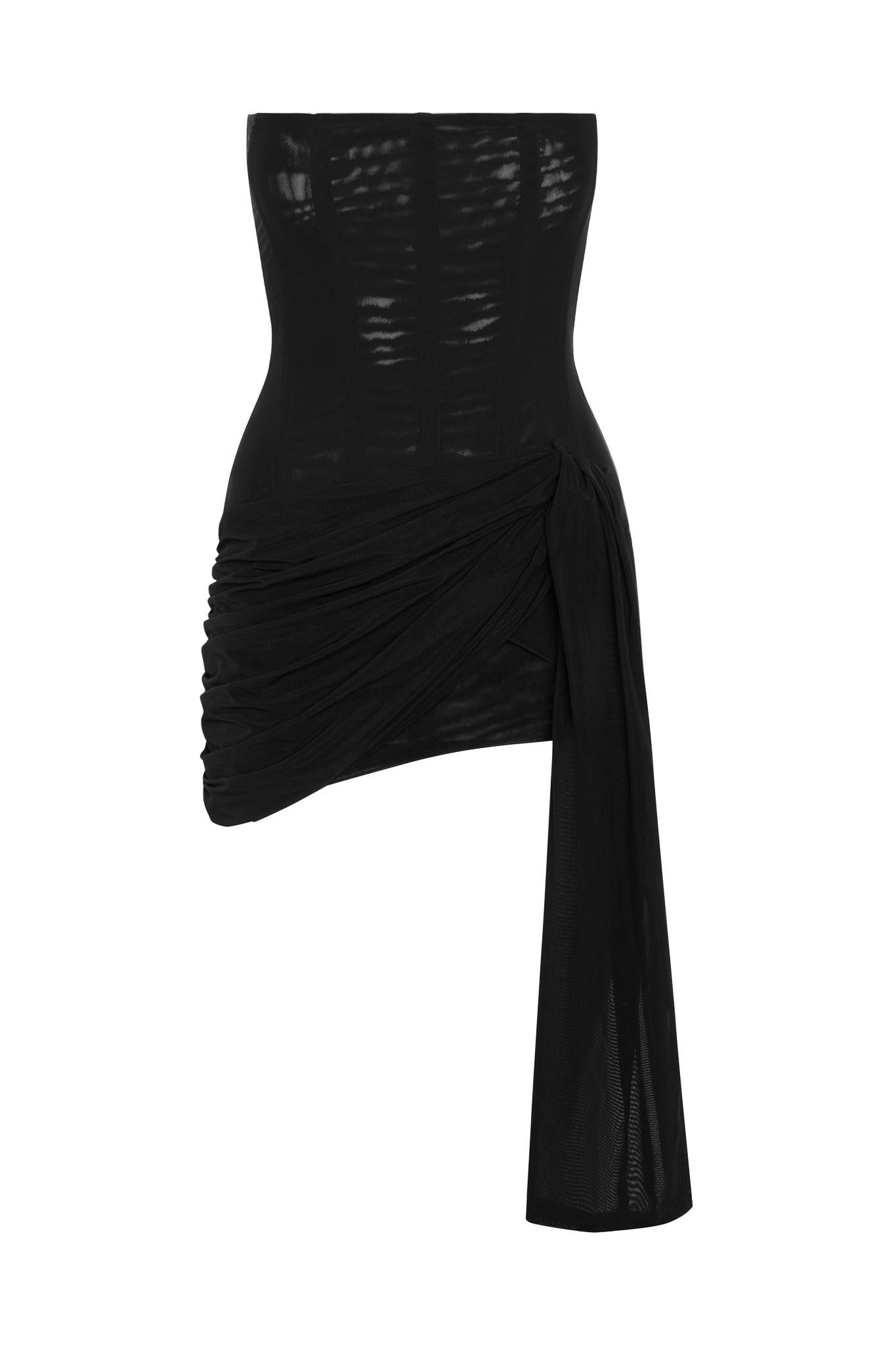 Black Mira Mesh Corset Dress ICYBOO