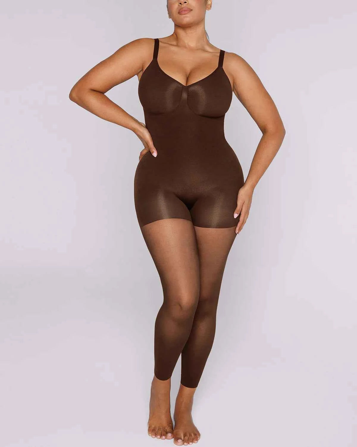 MistWeave Maxi Dress - Black Seamless Shapewear