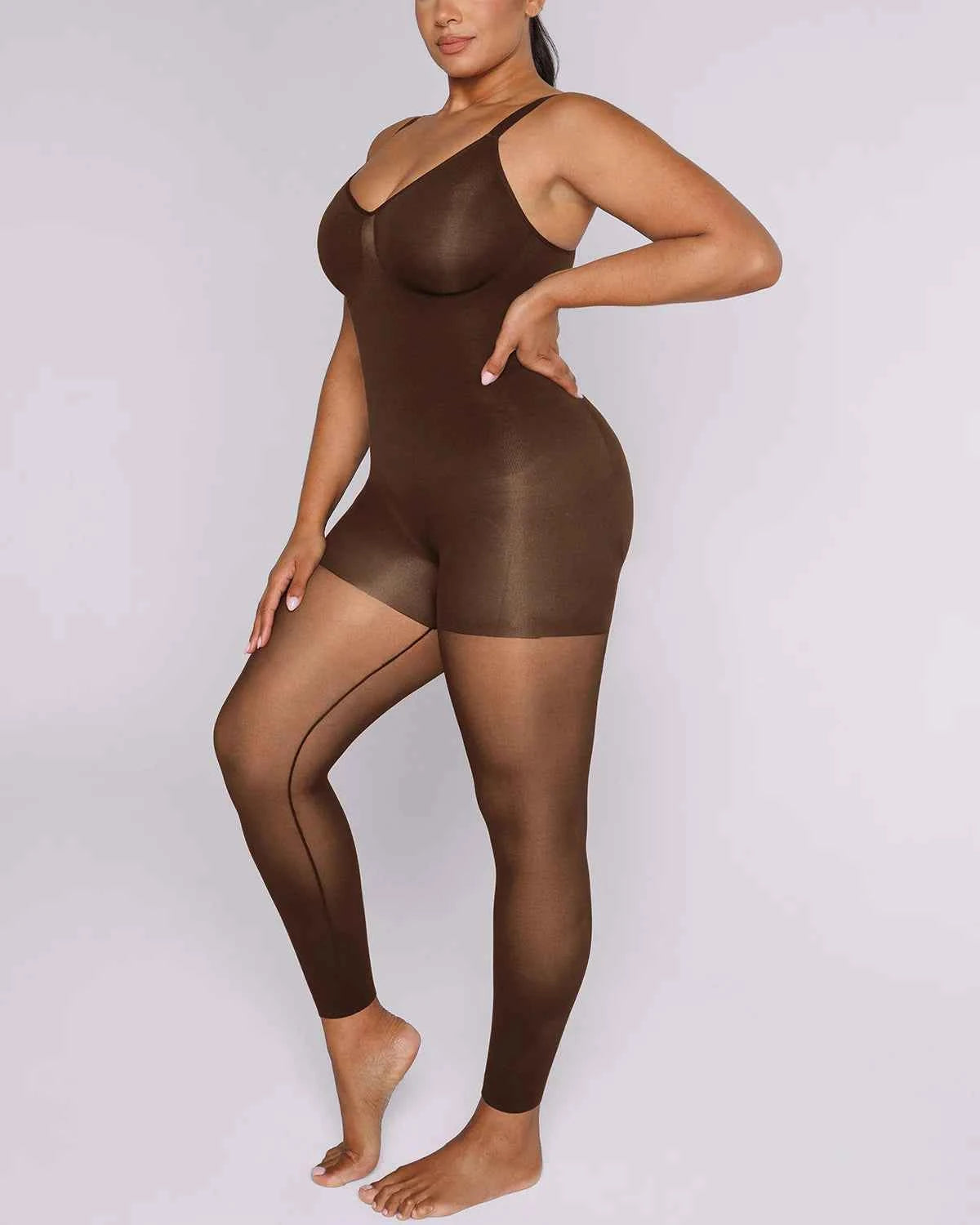 MistWeave Maxi Dress - Black Seamless Shapewear