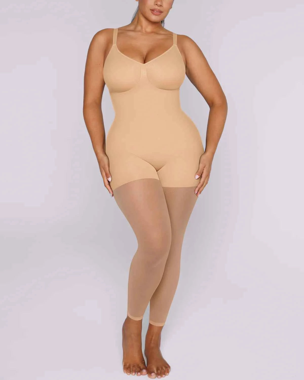 MistWeave Maxi Dress - Black Seamless Shapewear