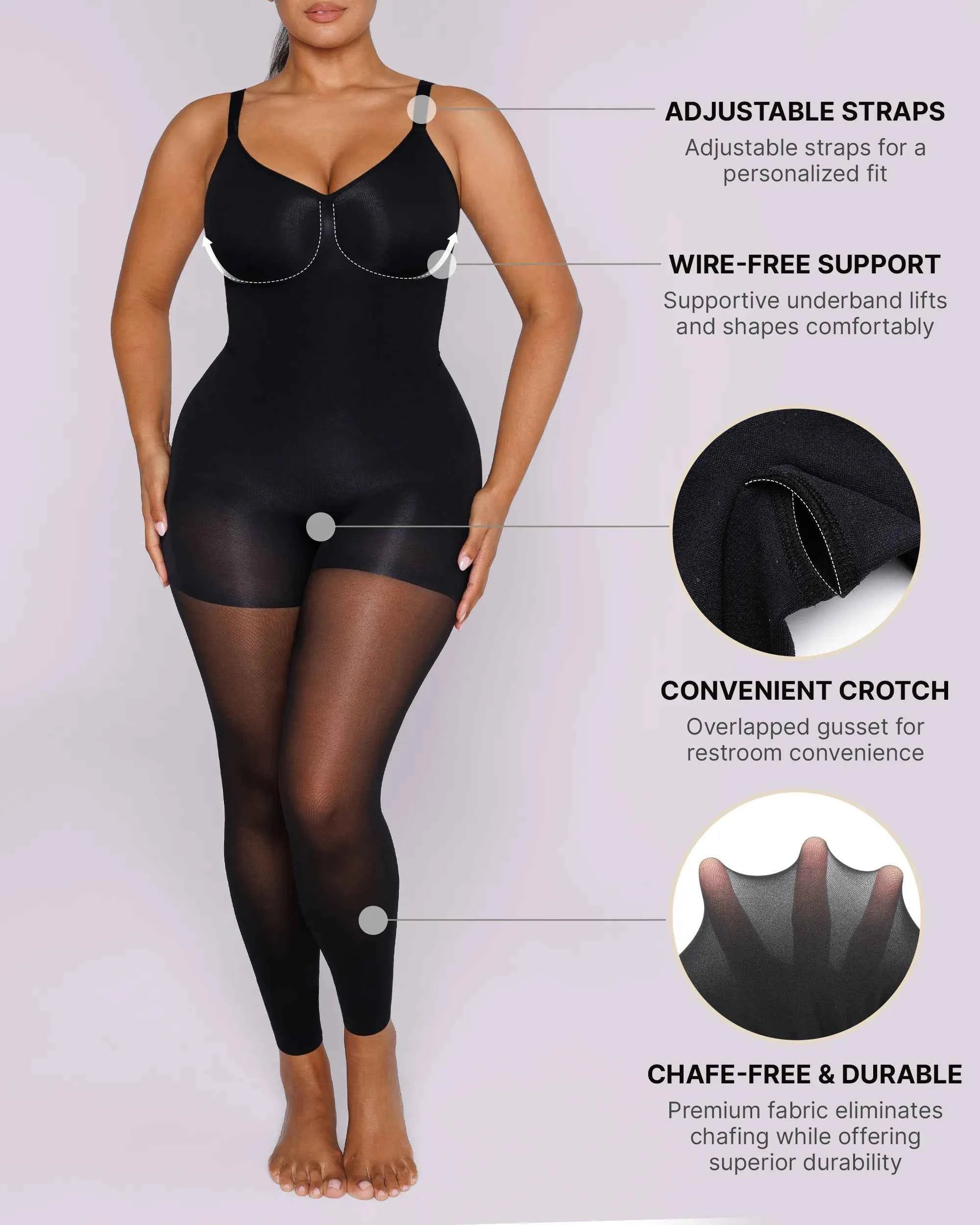 MistWeave Maxi Dress - Black Seamless Shapewear