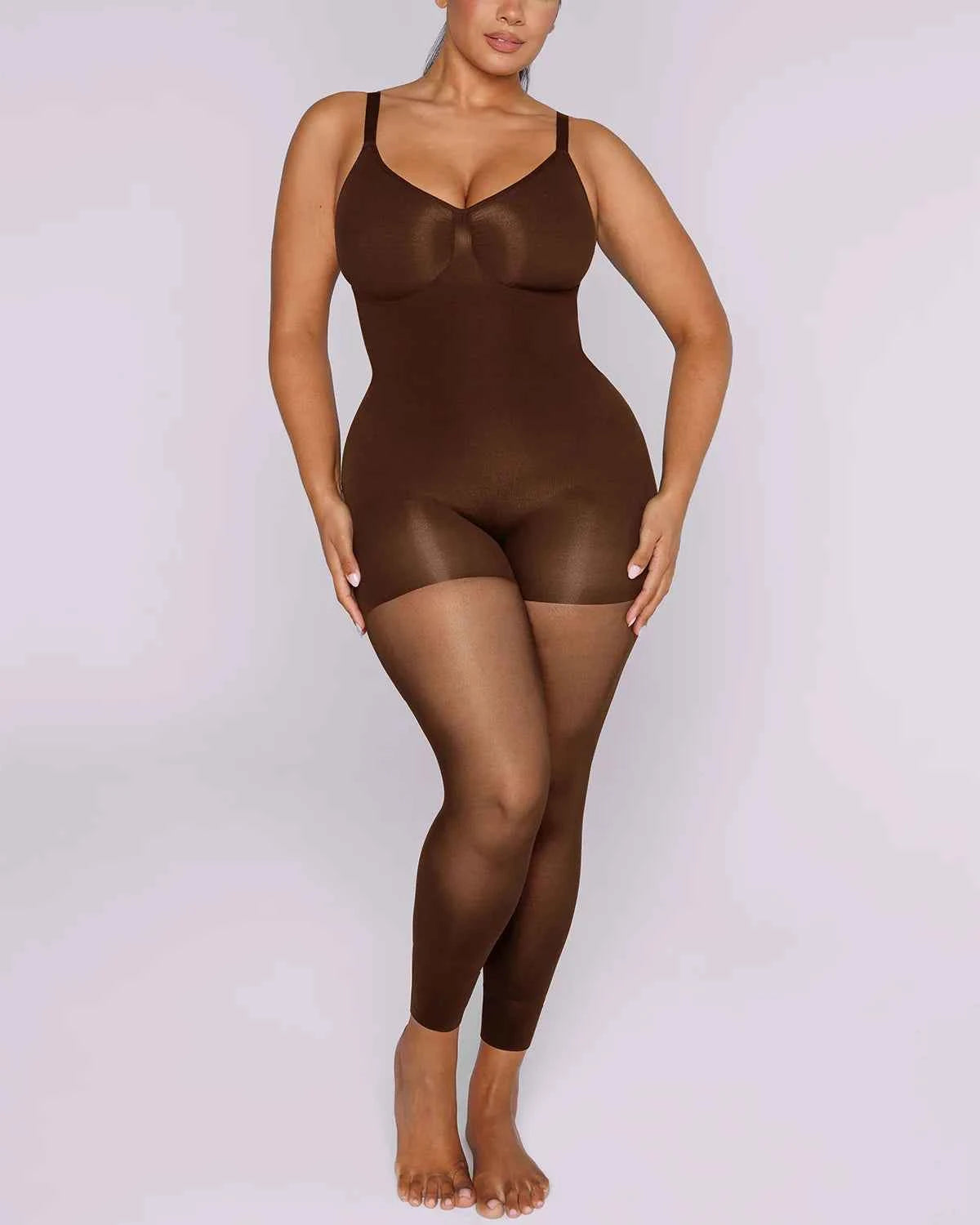 MistWeave Maxi Dress - Black Seamless Shapewear