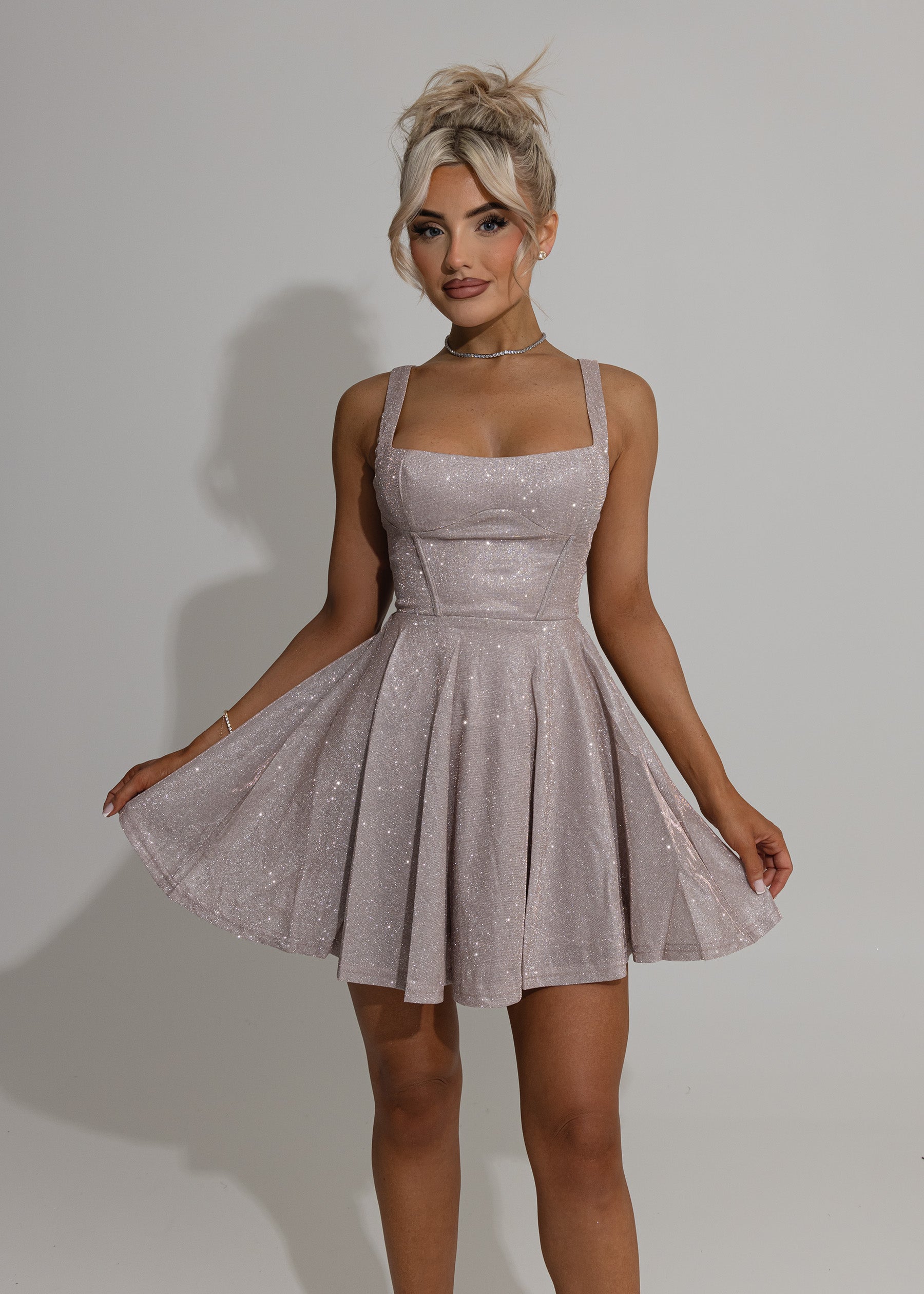 No Other Love Bow Mini Dress - Pink - ICYBOO