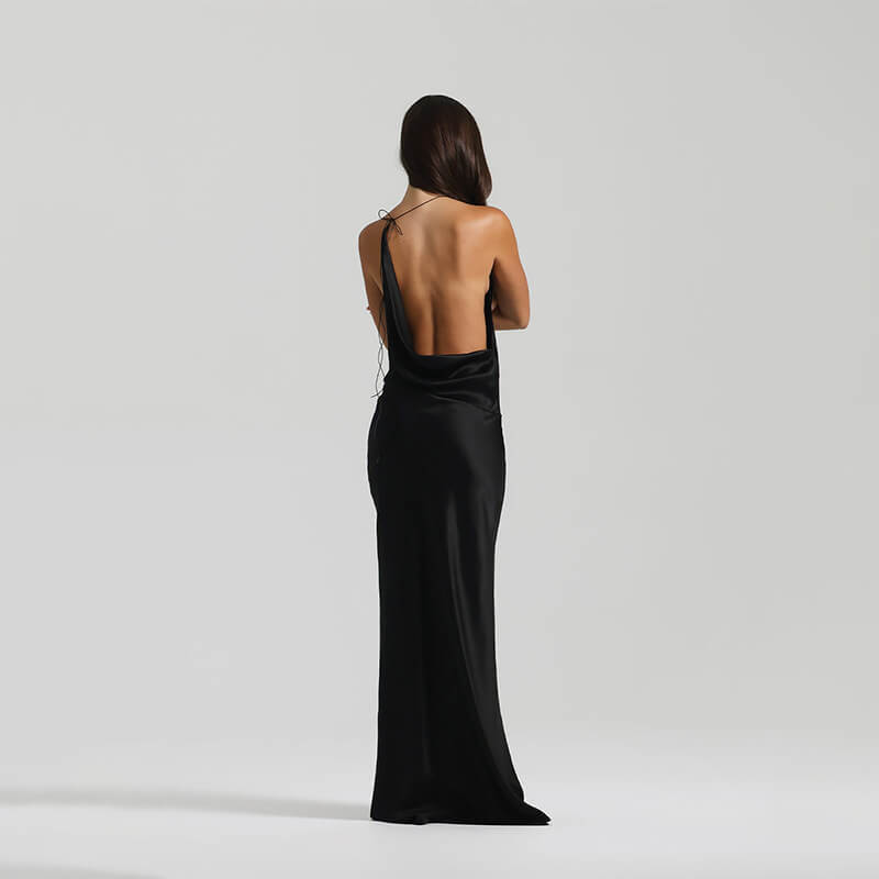 Frisson Satin Cowl Neck Slip Maxi Dress