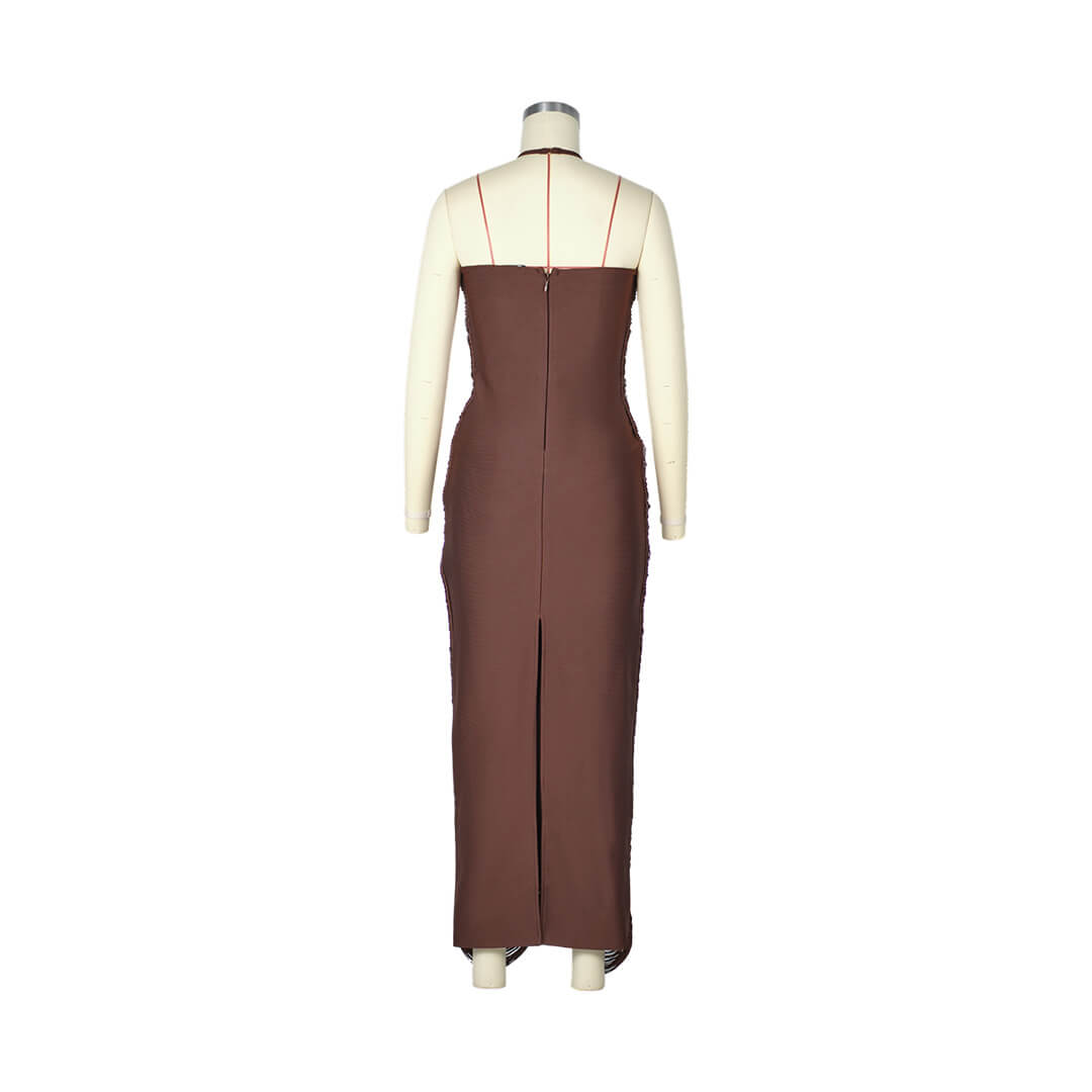 Jade Ruched Halter Neck Maxi Dress