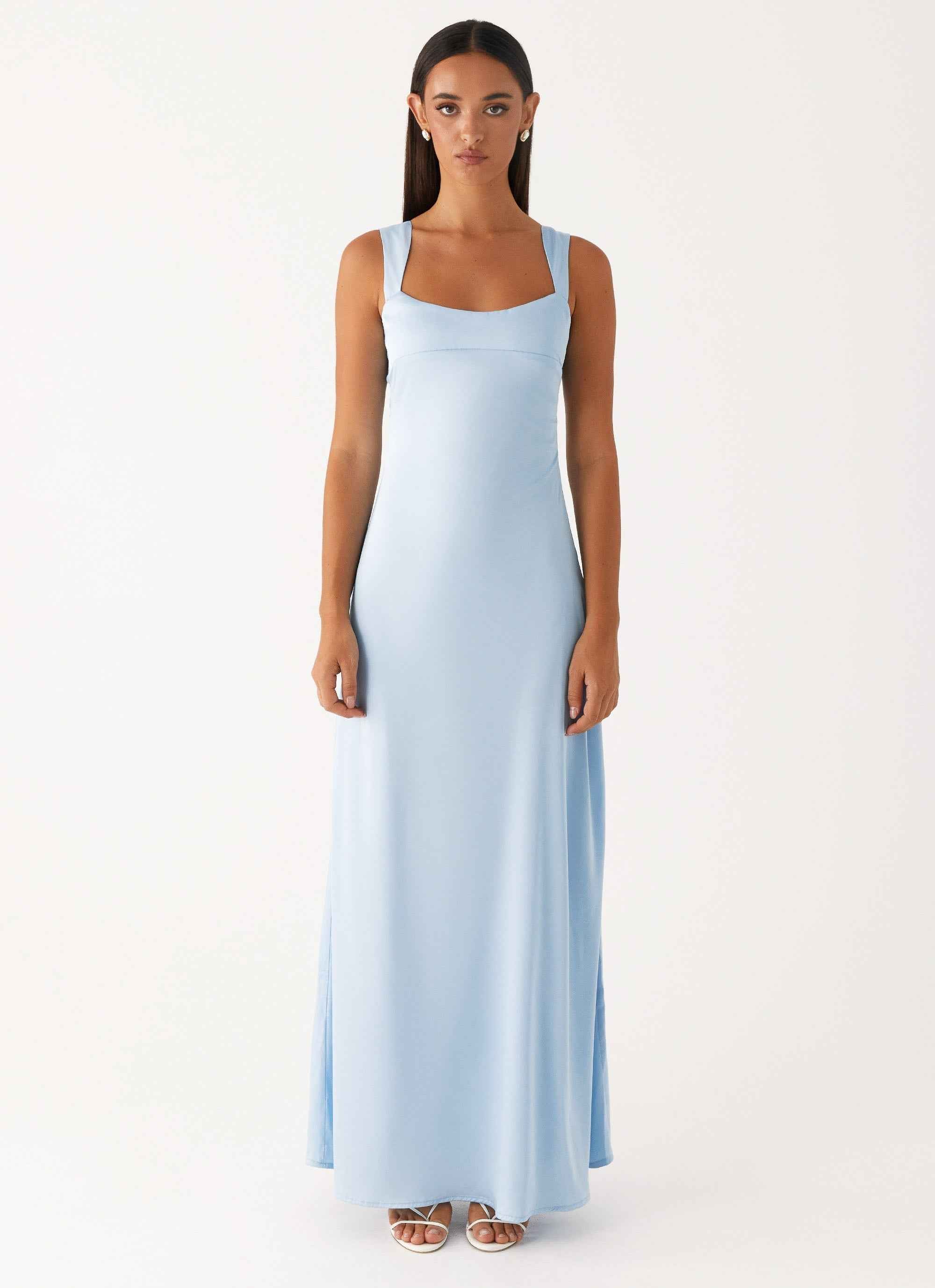 Odette Maxi Dress - Blue Satin Sweetheart