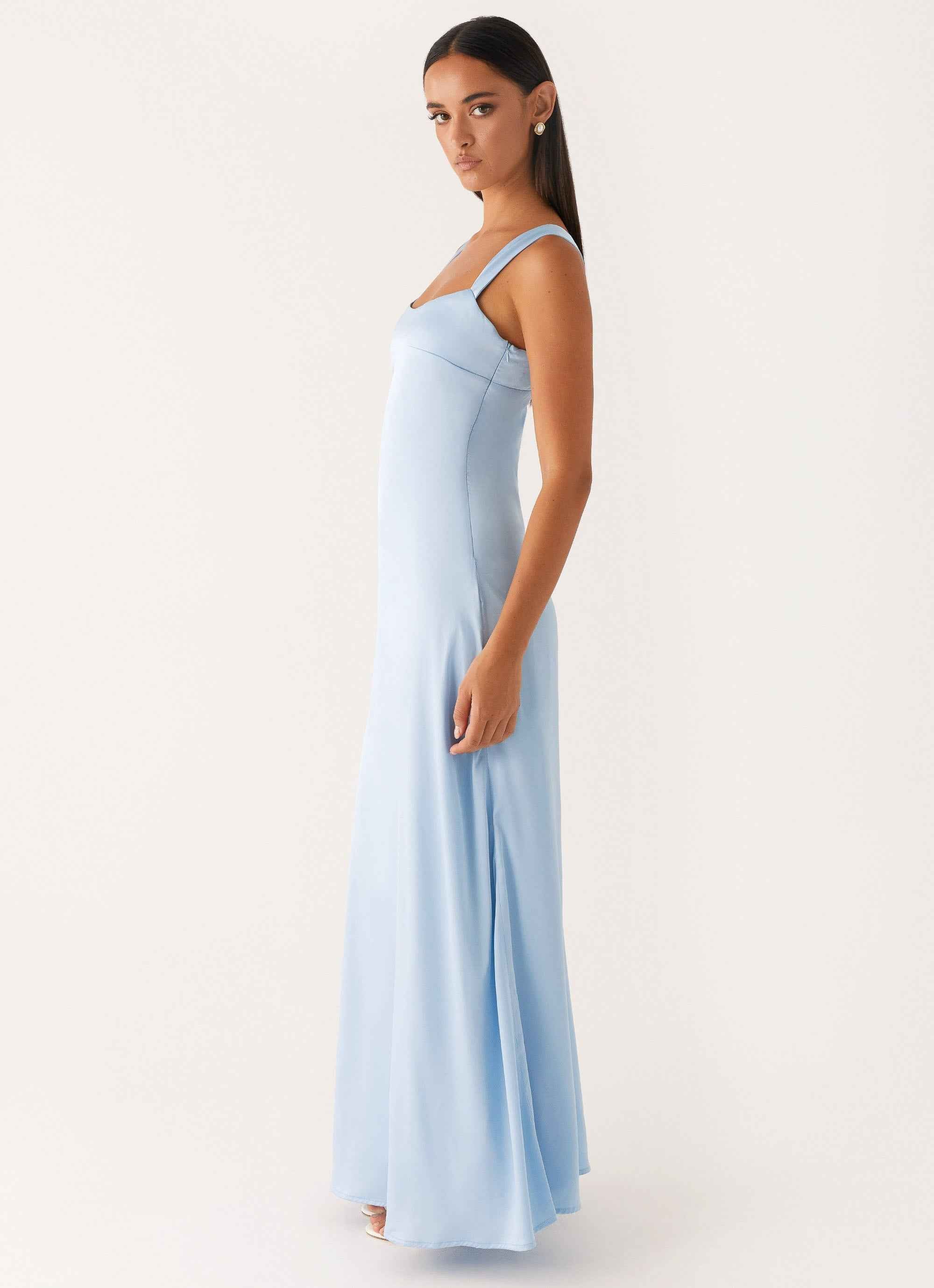 Odette Maxi Dress - Blue Satin Sweetheart