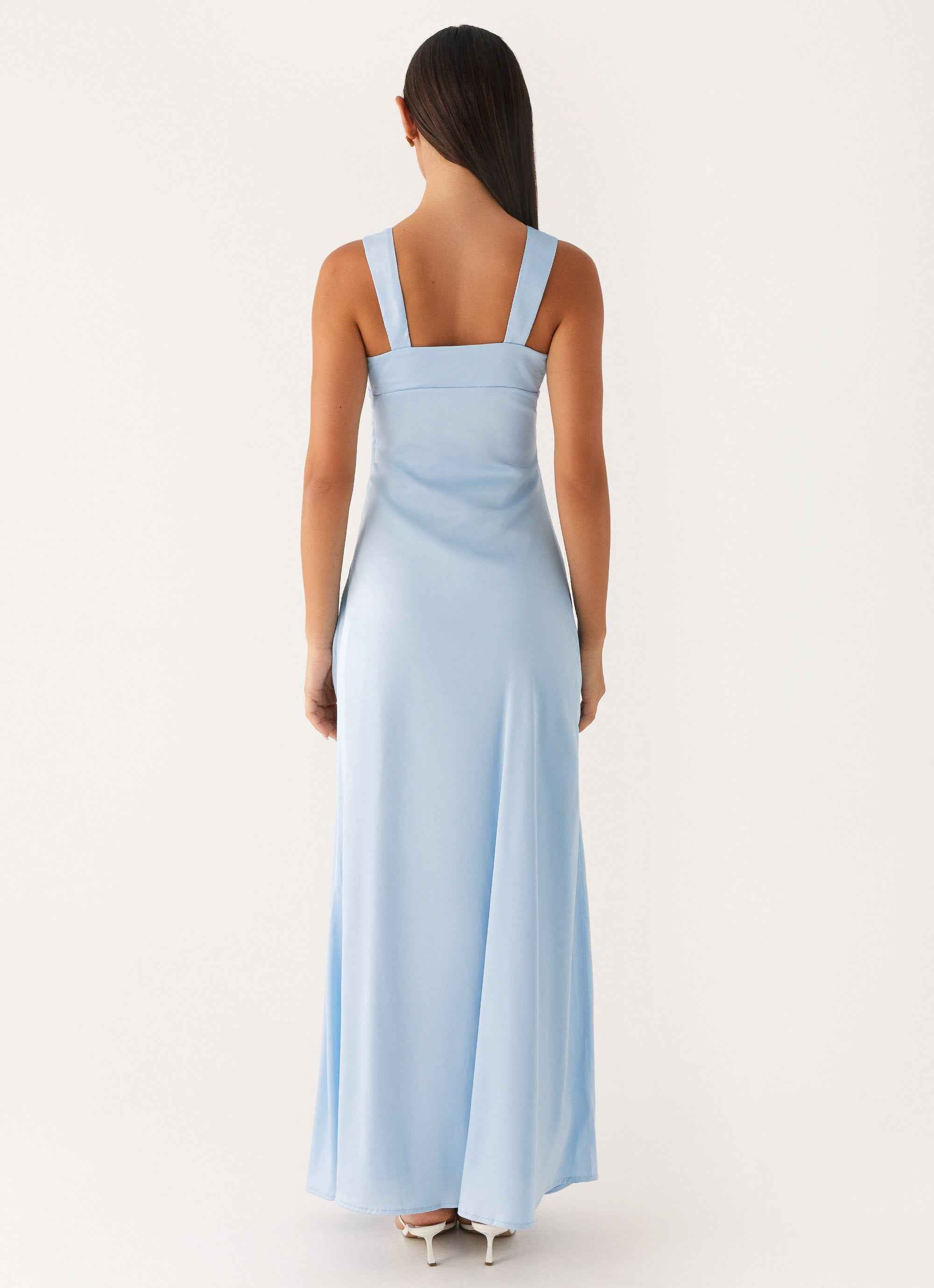 Odette Maxi Dress - Blue Satin Sweetheart