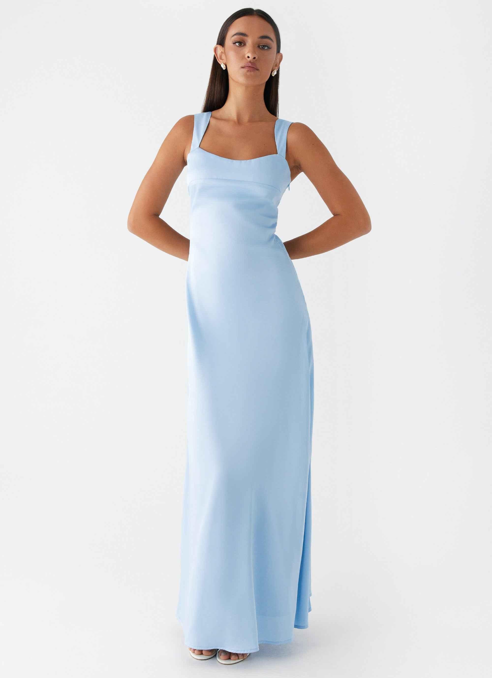 Odette Maxi Dress - Blue Satin Sweetheart
