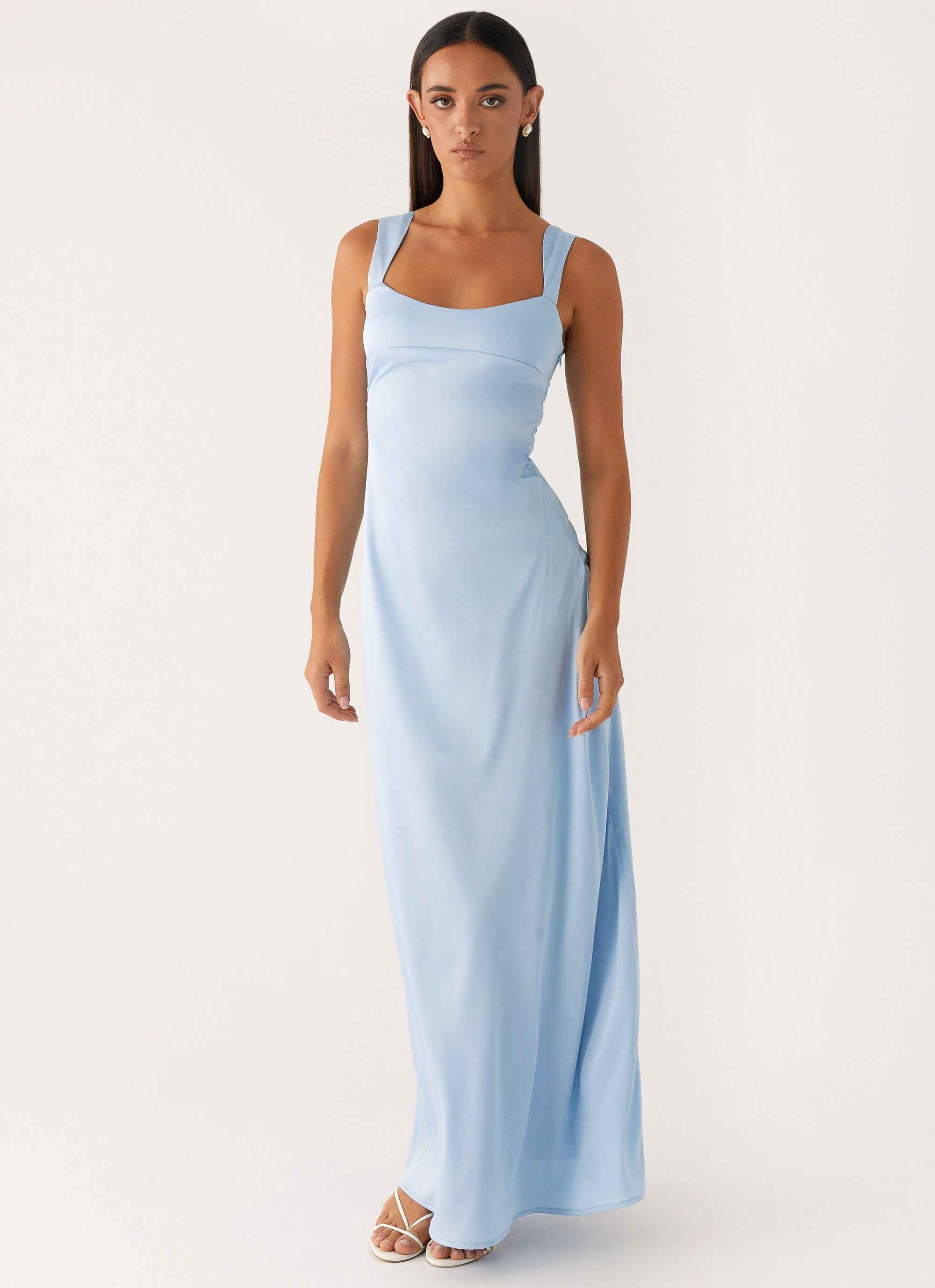 Odette Maxi Dress - Blue Satin Sweetheart