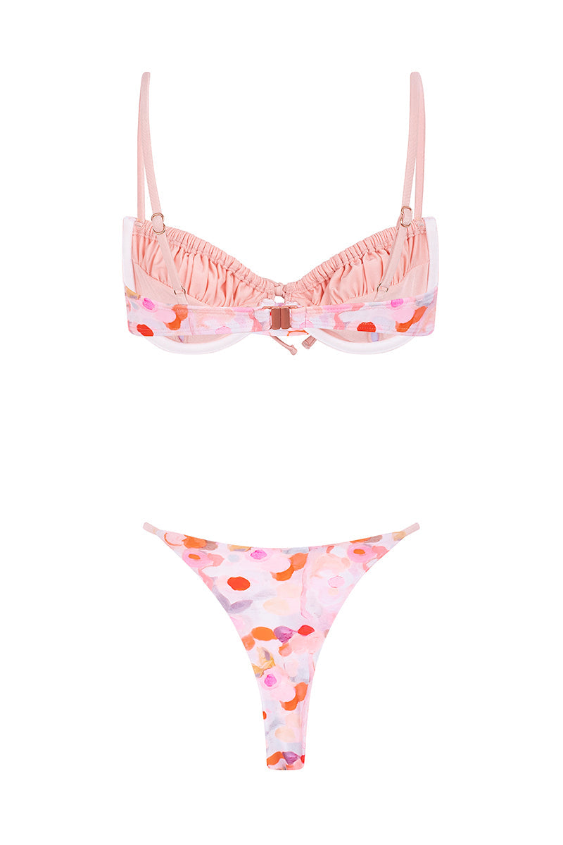 Louise Ruched Floral Summer Bikini Set - Pink