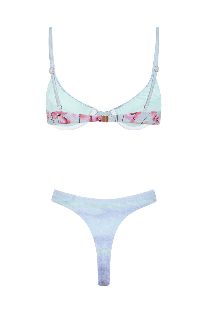 Rohmer Floral High-Leg Summer Bikini - Aqua Green