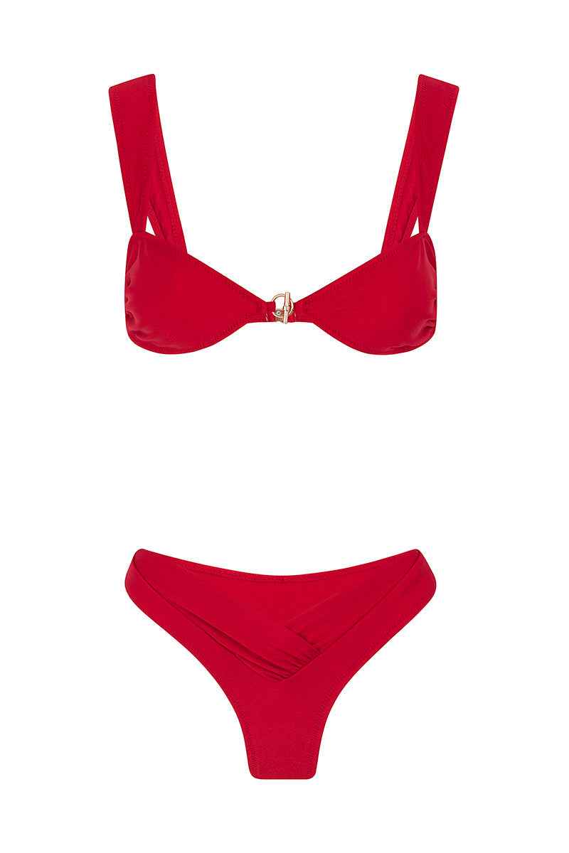 Éden Satin Balconette Summer Bikini - Red