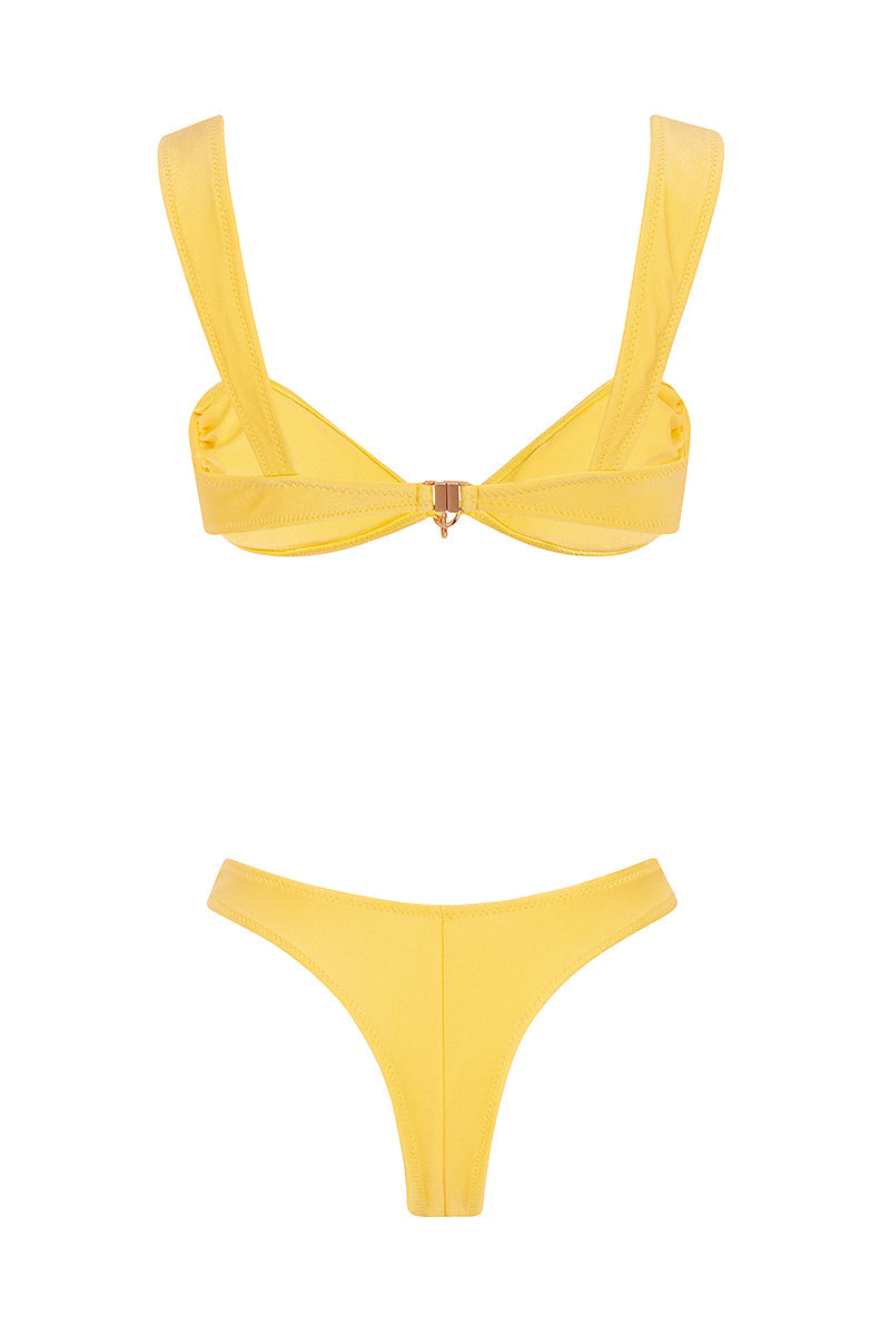 Éden Satin Shine Structured Midi Summer Bikini - Yellow