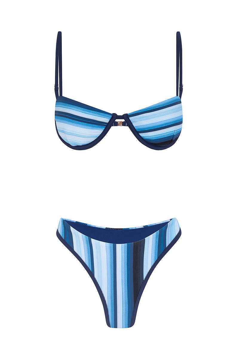 Balconette Bikini Underwired Summer Swimwear - Blue
