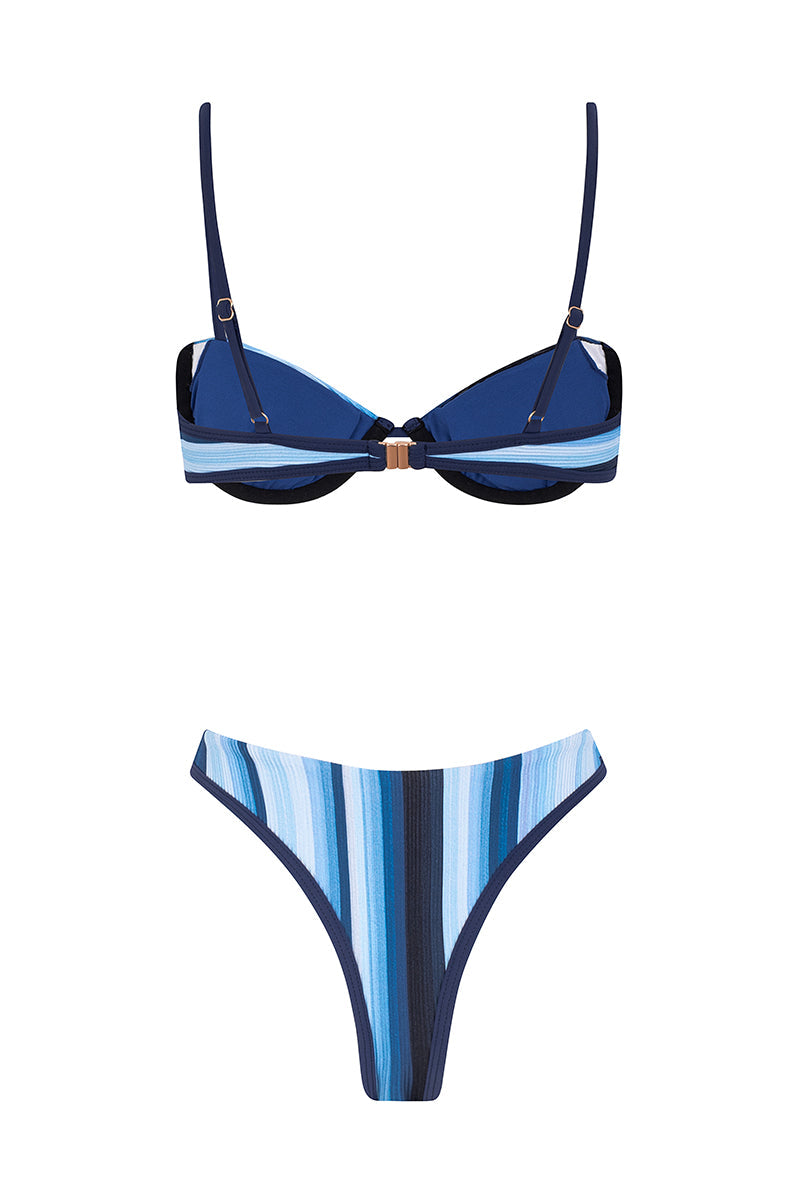 Balconette Bikini Underwired Summer Swimwear - Blue