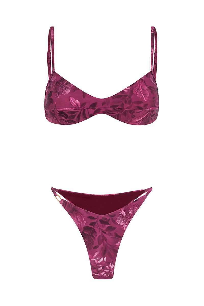 La Groseille Minimalist Adjustable Strap Bikini - Burgundy/Raspberry