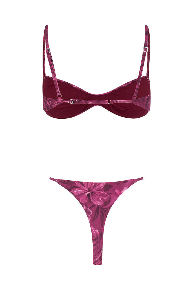 La Groseille Minimalist Adjustable Strap Bikini - Burgundy/Raspberry