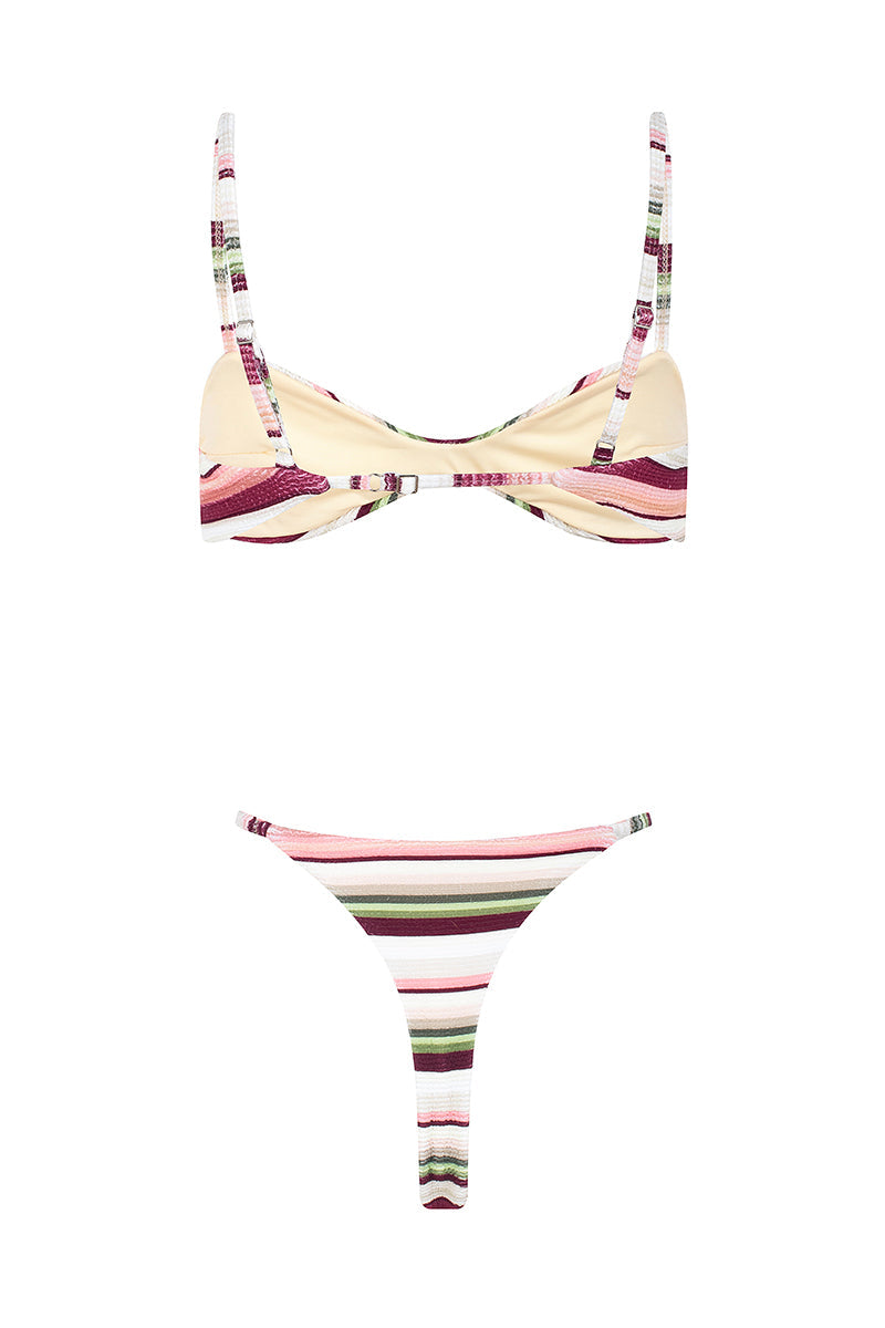 Archipel Balconette Ribbed Summer Bikini Set - Cream/Olive/Blush/Wine